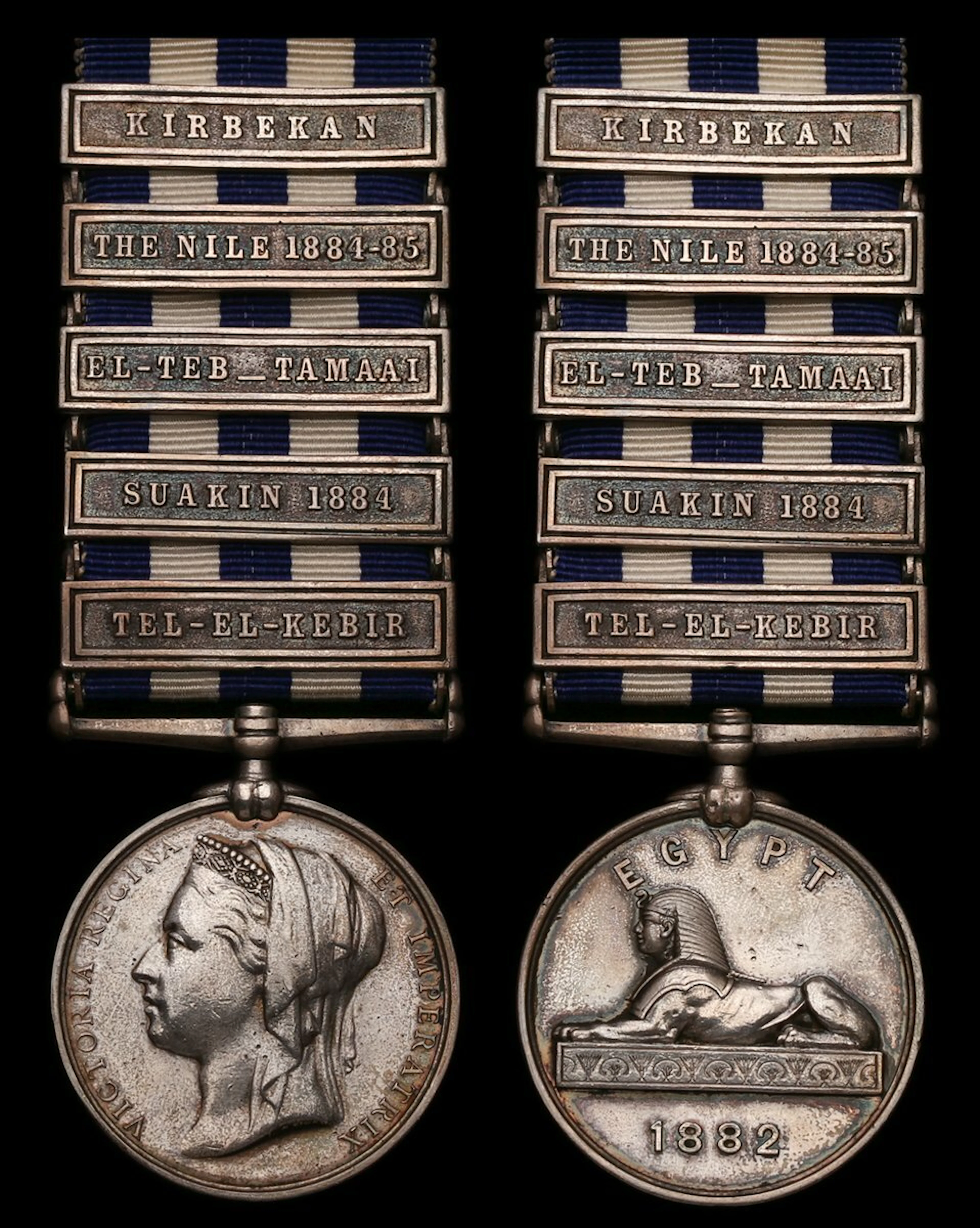 Egypt and Sudan 1882-89, dated reverse, 5 clasps, Tel-El-Kebir, Suakin