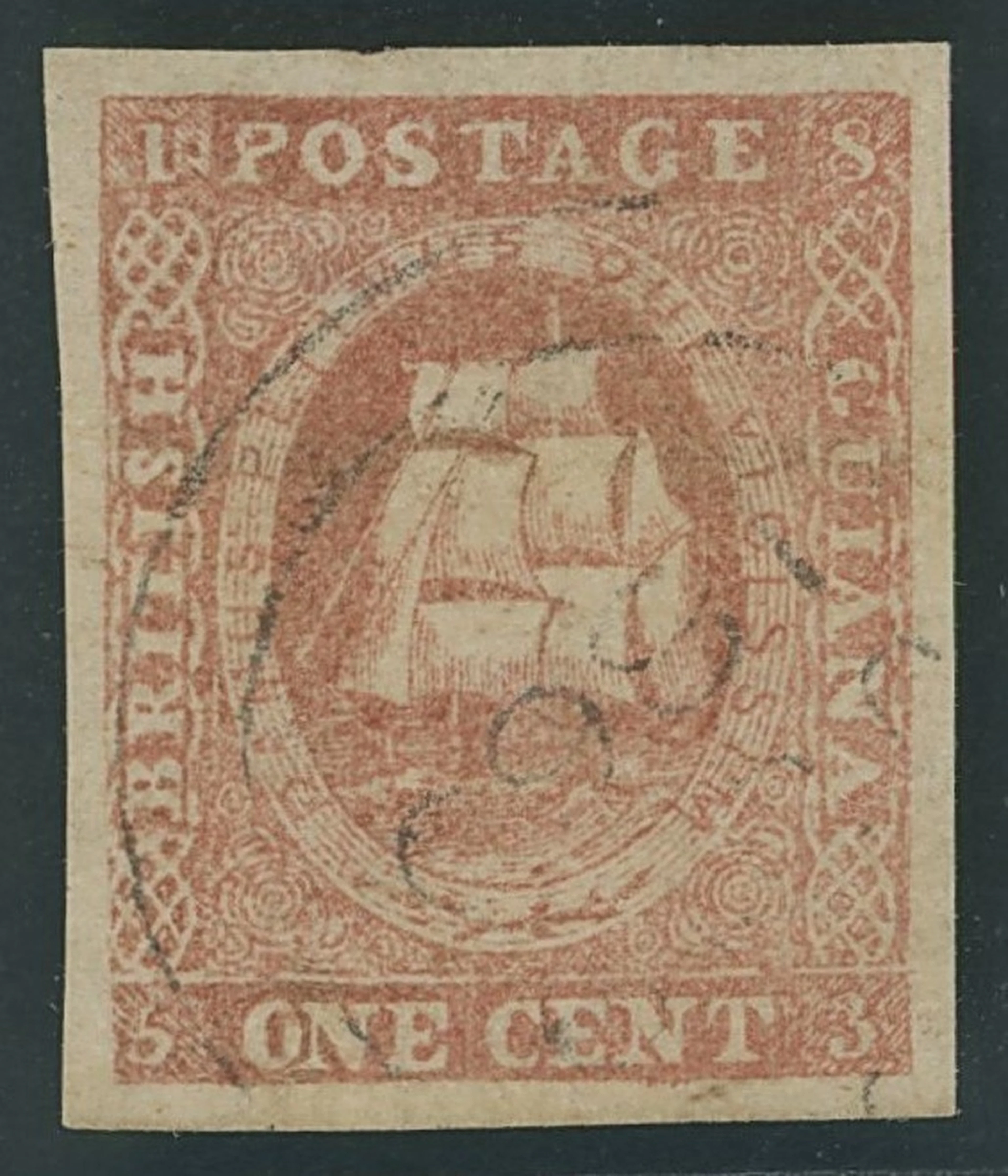 British Guiana 1853-59 Fresh Lithographic transfer 1c. brownish red