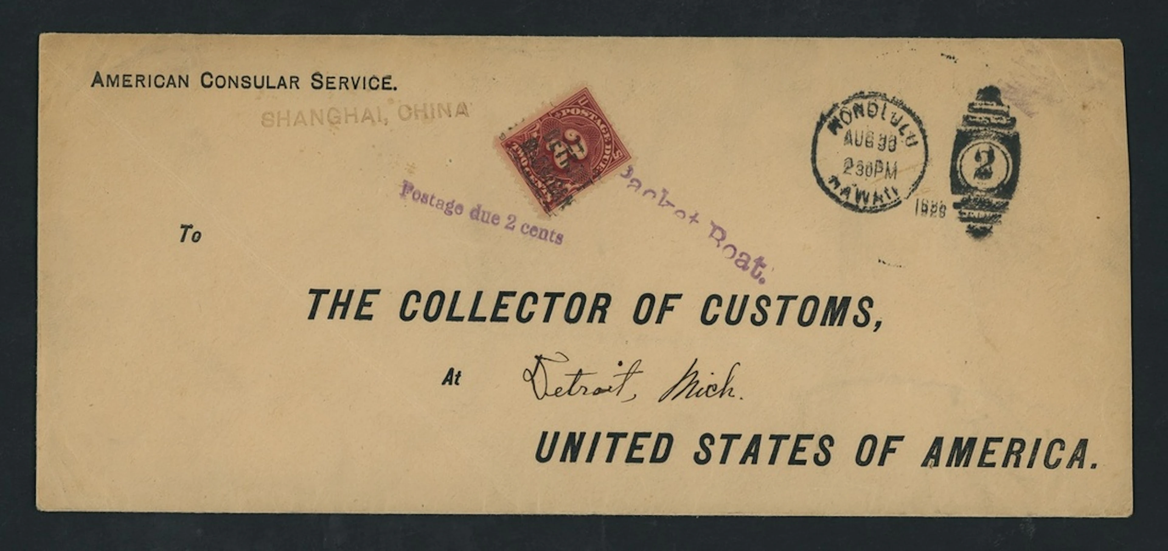 Foreign Post Offices United States Post Office Paquebot 1888 (?) long