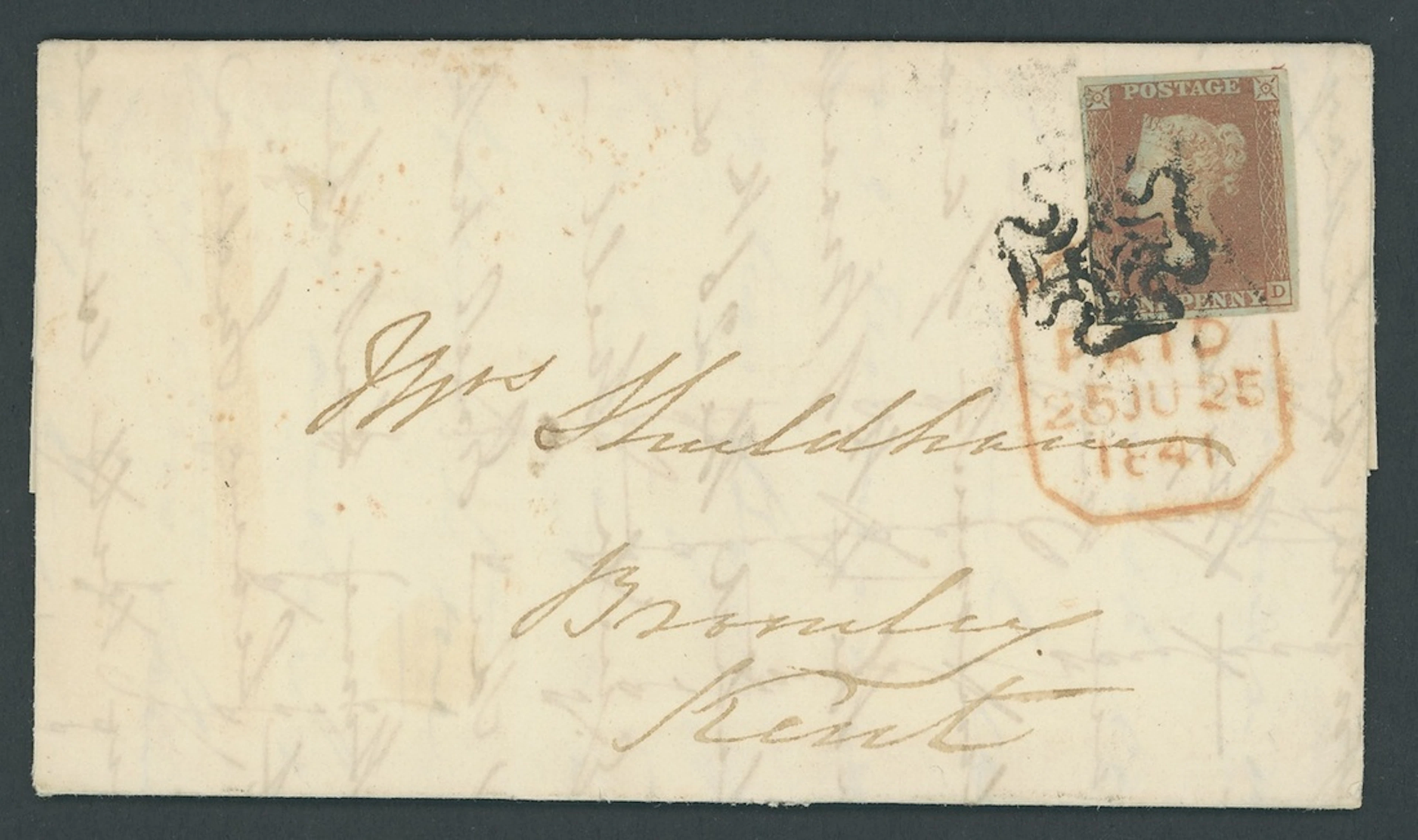 Great Britain 1841-53 One Penny Red-Brown "Black" Plates Plate 1b: