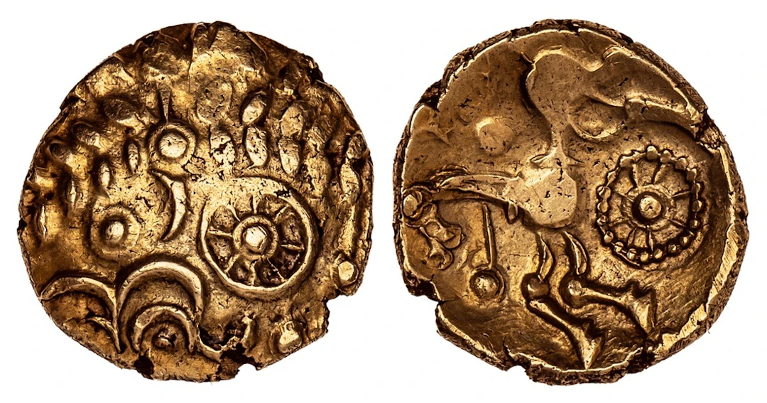 Celtic, East Wiltshire, AV Quarter-Stater, 'Three-Wheels Left' Type