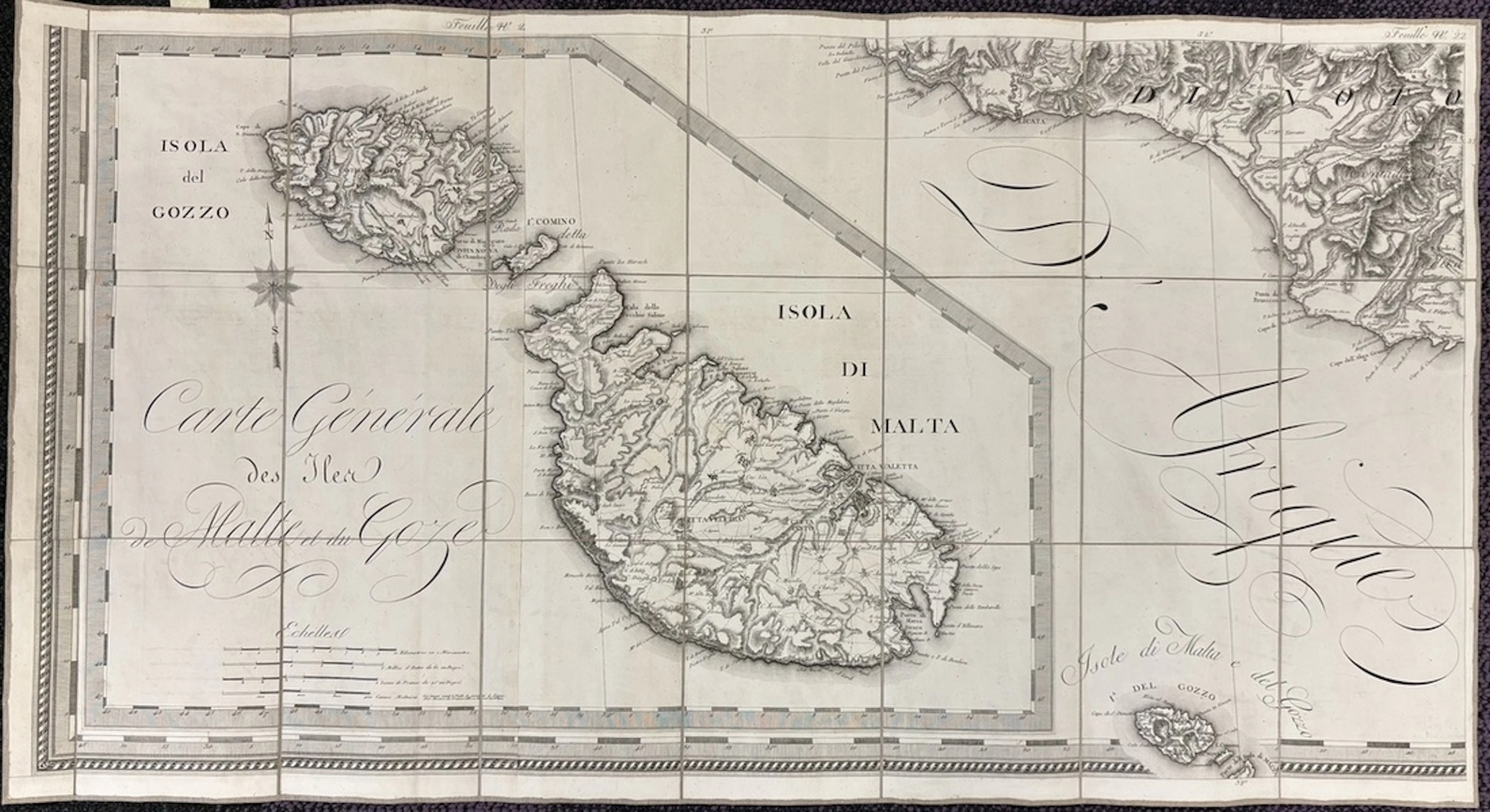 Malta Folding Map Folding map of "Iles de Malthae et de Goze", linen