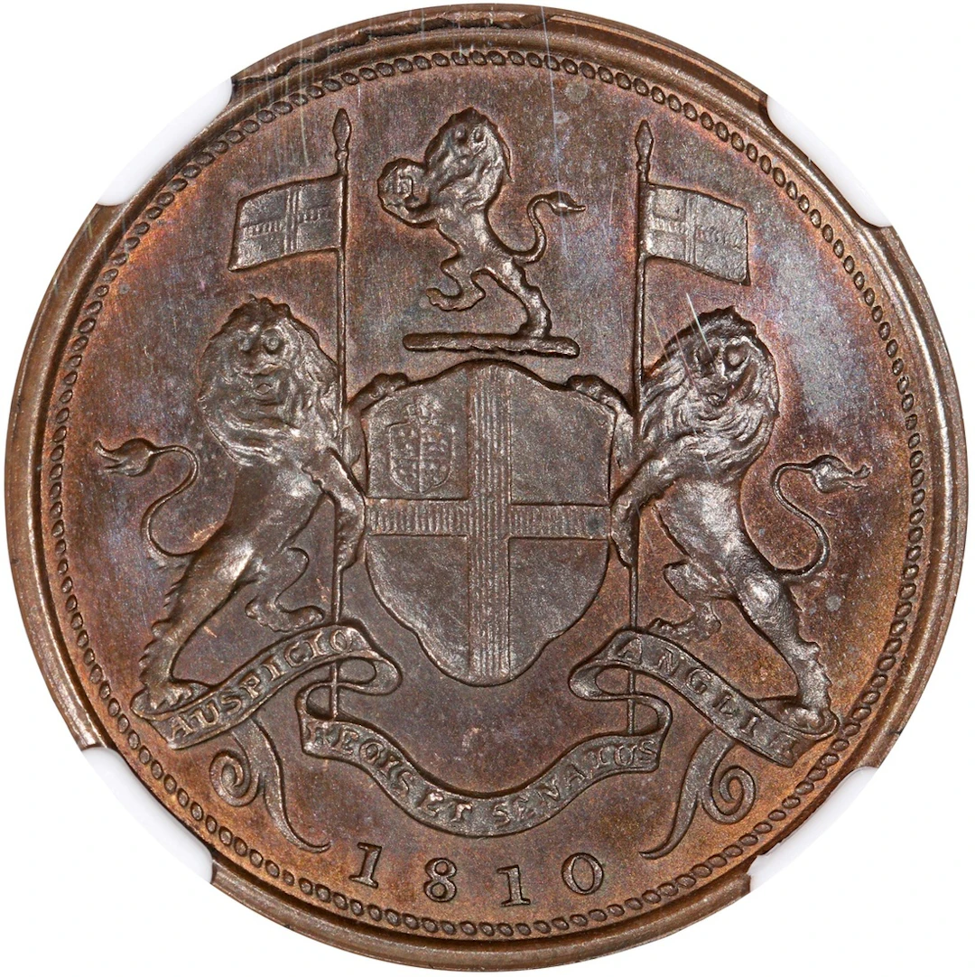 Malaya, Penang, [NGC PF64BN] copper 1 cent, 1810, Royal Mint, (Pridmore-16A)