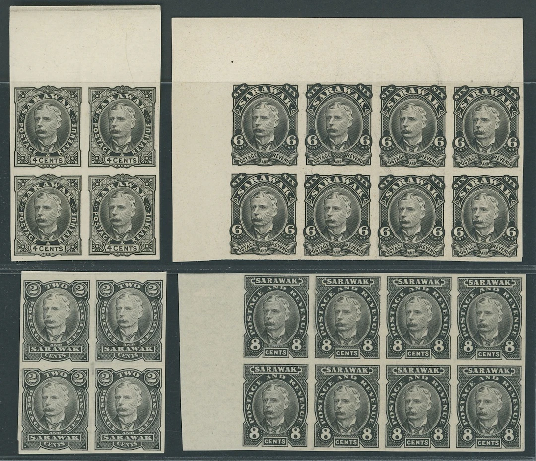 Sarawak 1895 Perkins Bacon Issue Imperforate Plate Proofs 2c. and
