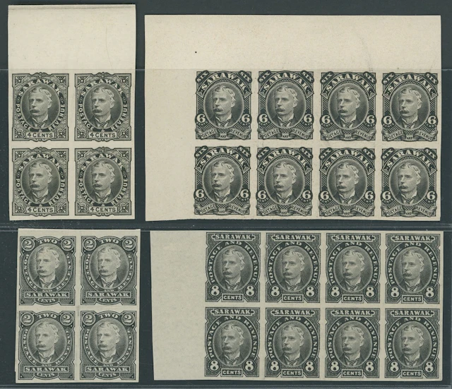 Sarawak 1895 Perkins Bacon Issue Imperforate Plate Proofs 2c. and