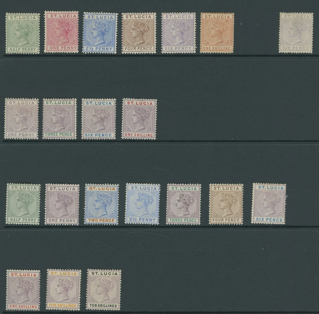 St. Lucia 1883-86 Die I ½d. to 1/- set of six, 1886-87 Die I 1d. to