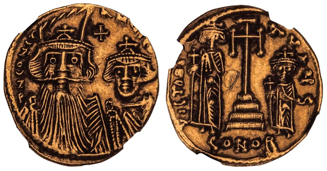 NGC Ch XF | Byzantine Empire, Constans II (641-668), AV Solidus, 6th