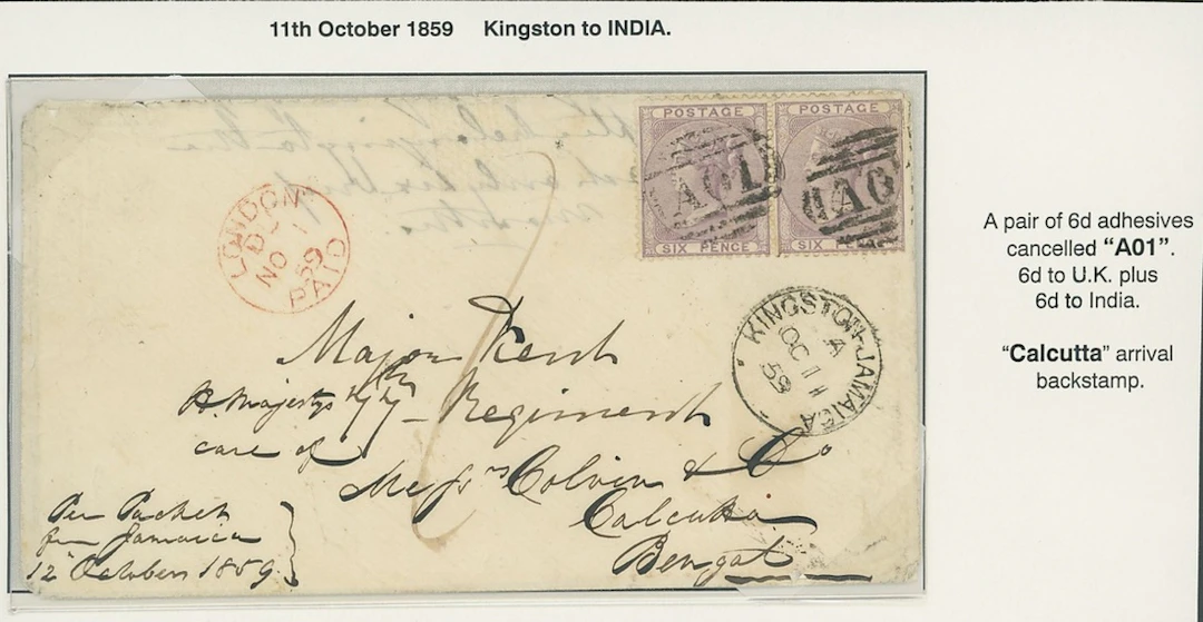 Jamaica Great Britain used in Jamaica Overseas Packet Letter, May