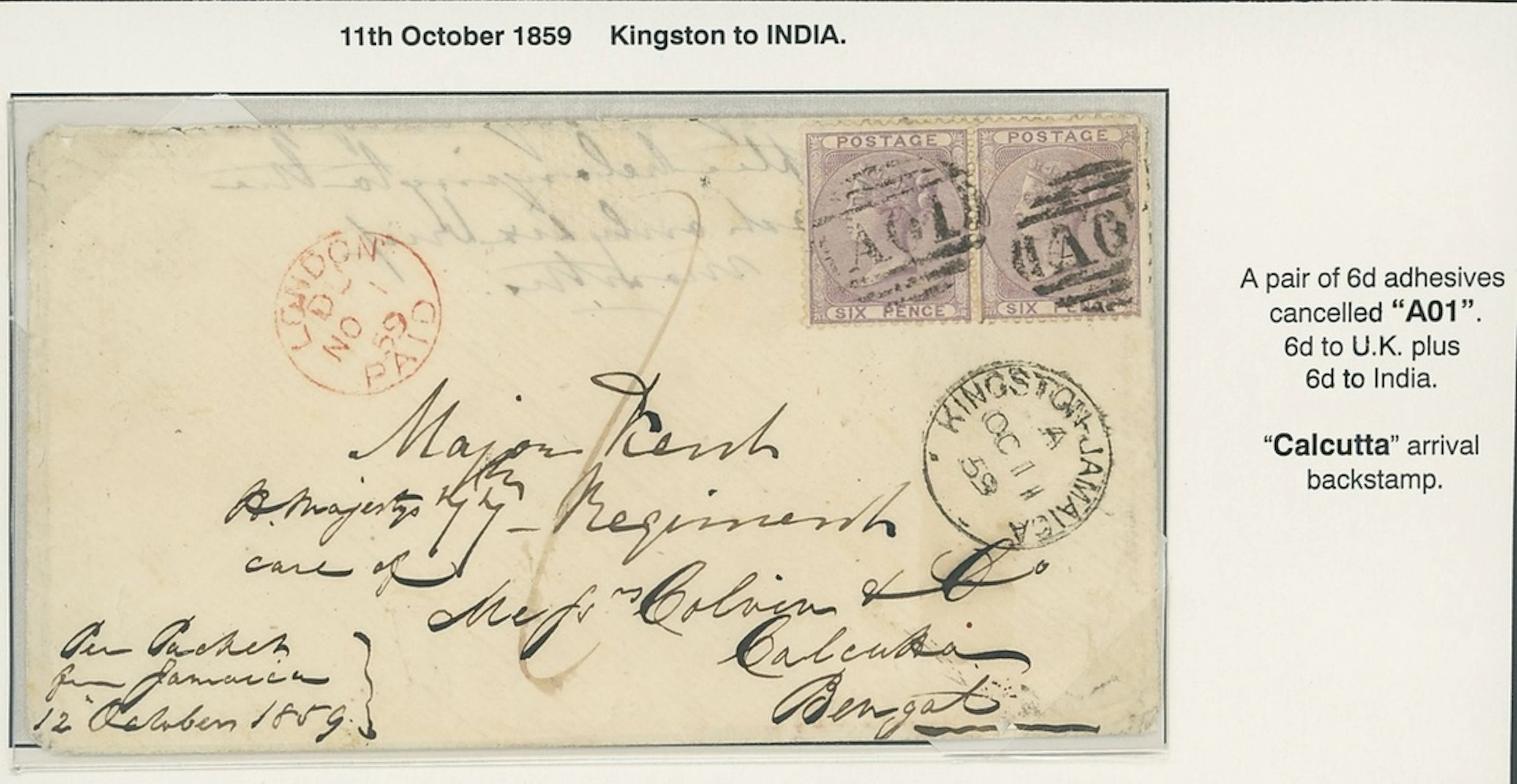 Jamaica Great Britain used in Jamaica Overseas Packet Letter, May