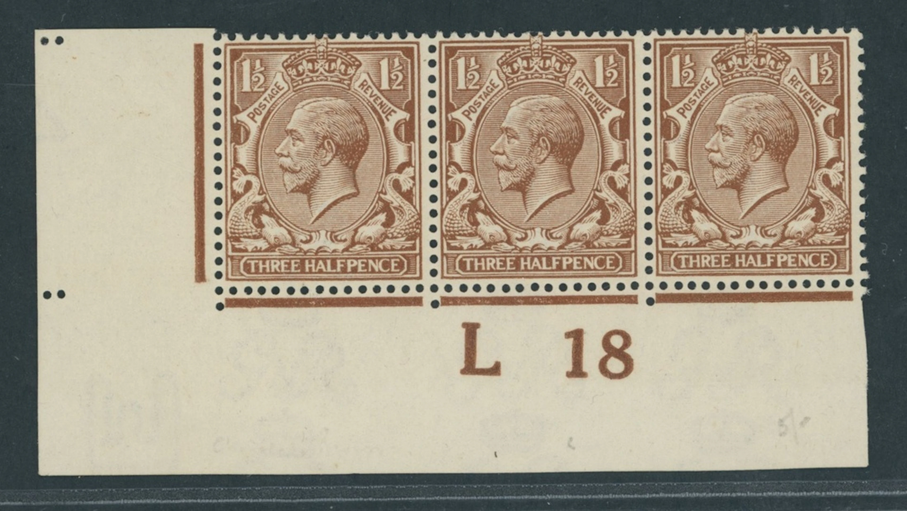 Great Britain King George V 1912-24, Watermark Simple Cypher 1½d.
