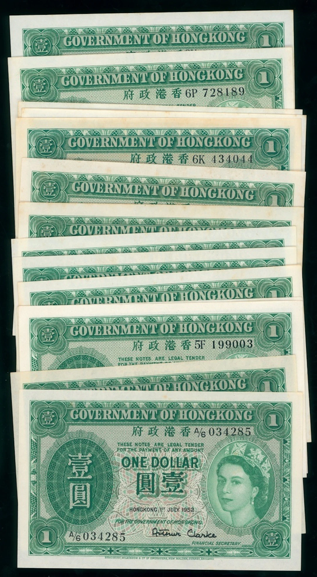 Government of HongKong, $1 (14), including 1952 (2), 1958 (2), 1959