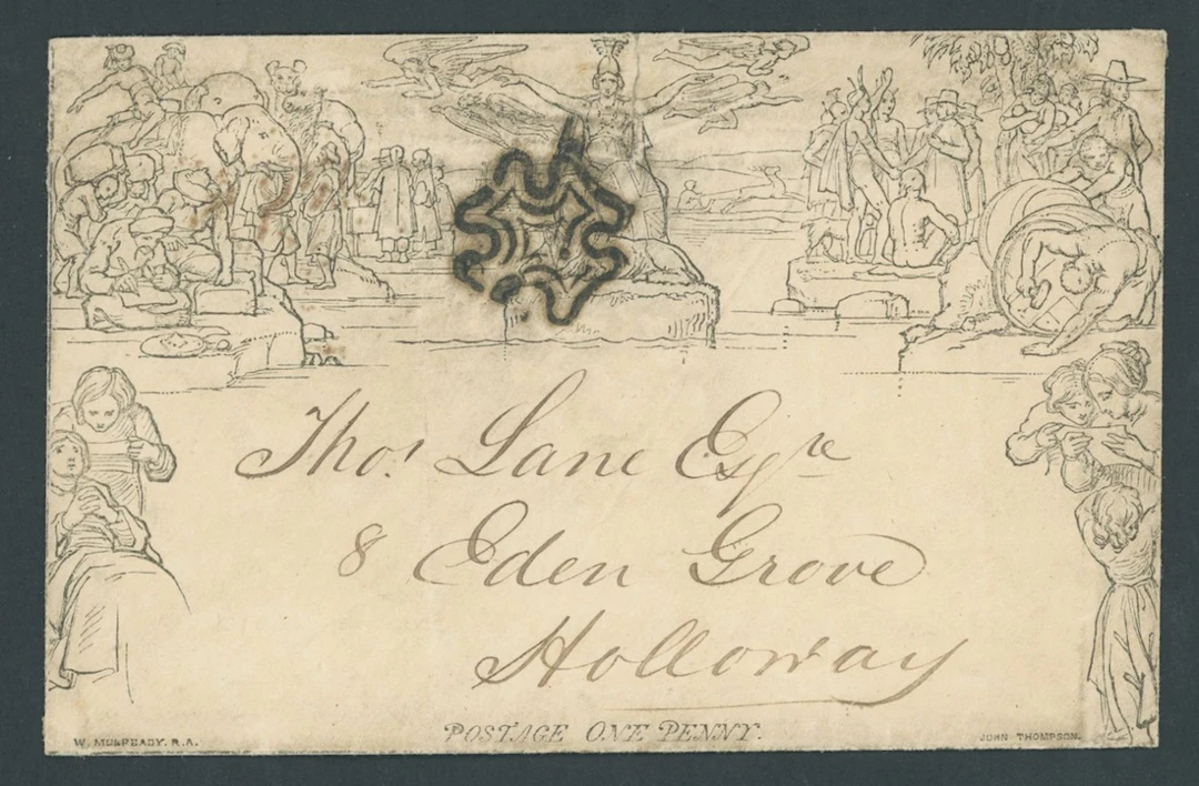 Great Britain 1840 Mulready One Penny Envelopes A131, dated 1 Sept.