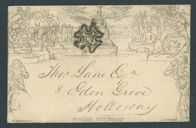 Great Britain 1840 Mulready One Penny Envelopes A131, dated 1 Sept.