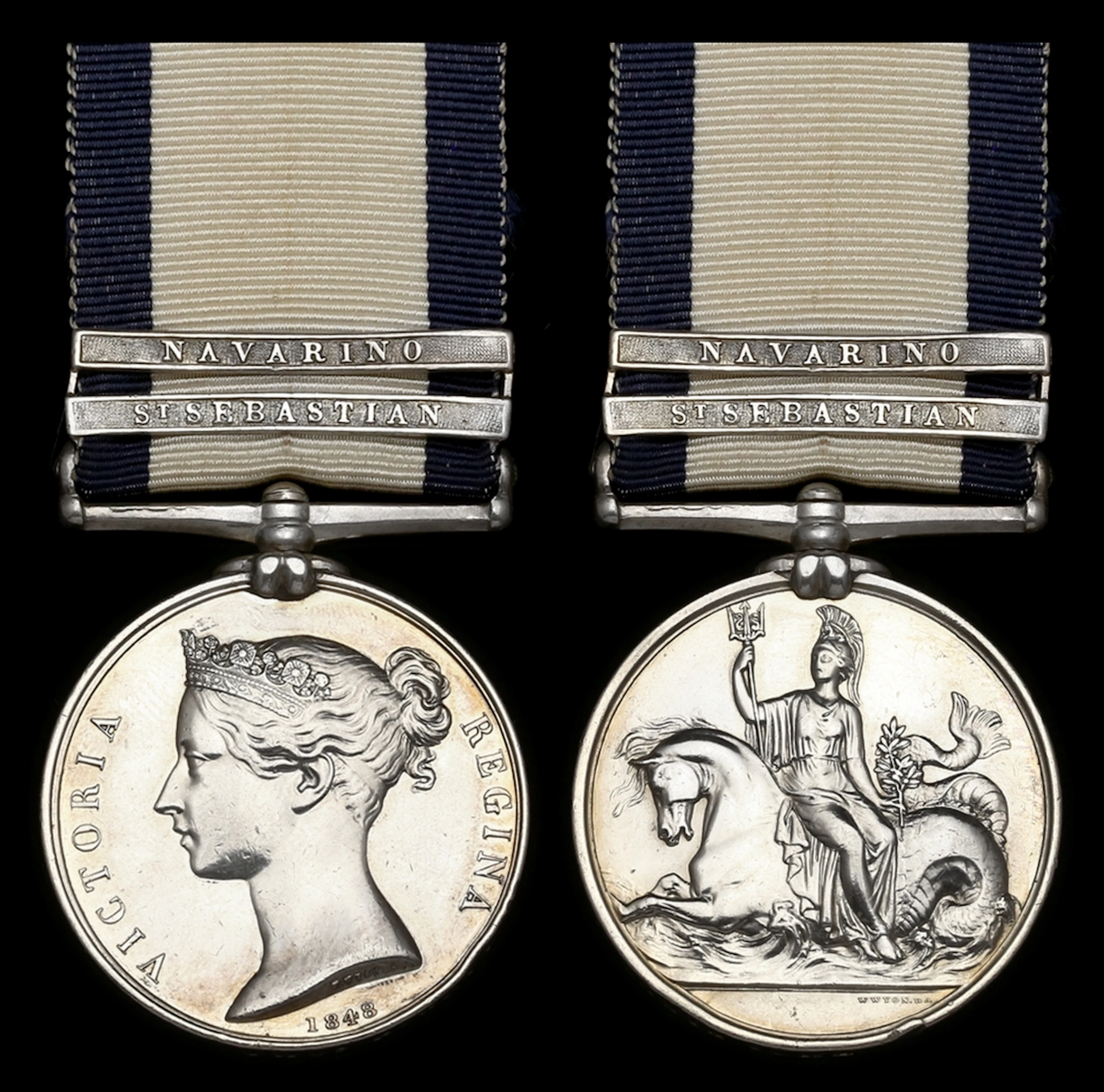 Naval General Service 1793-1840, 2 clasps, St. Sebastian, Navarino