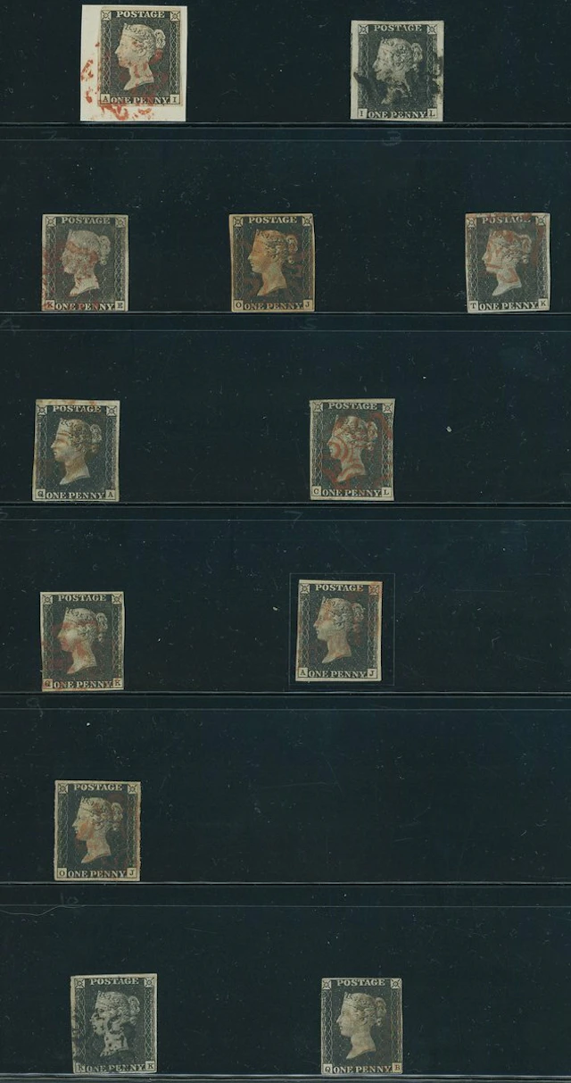 Great Britain 1840 One Penny Black Plate 1a AI (on piece); Plate Ib;