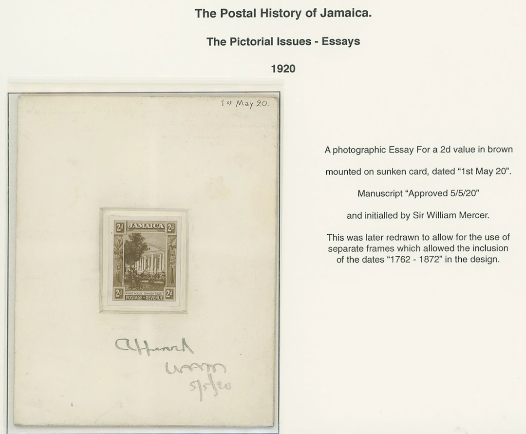 Jamaica 1919-21 Pictorial Issue Essays 2d. photographic essay in brown