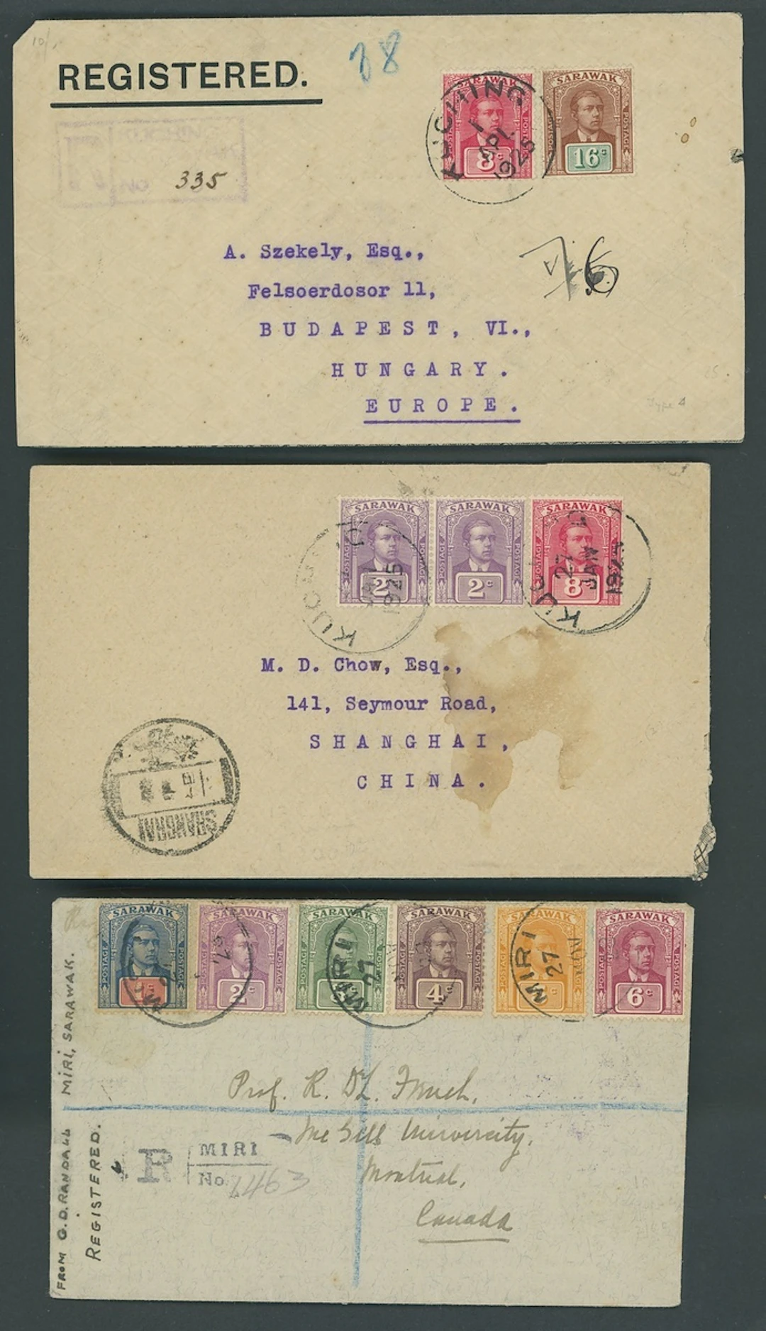 Sarawak 1922-23 New Colours and Values Covers 1925 (27 Jan.) envelope