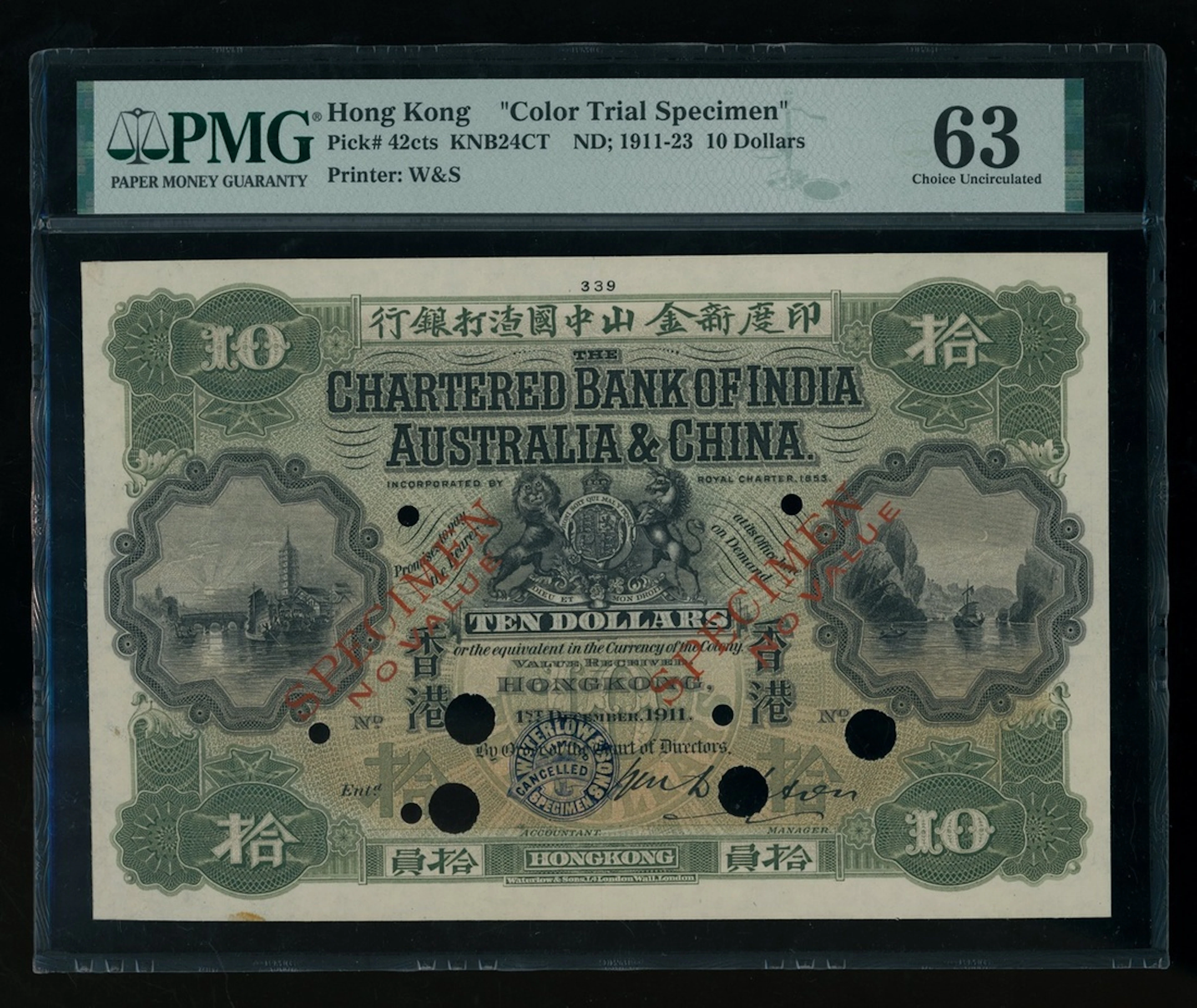 Chartered Bank of India, Australia and China, Hong Kong, colour trial