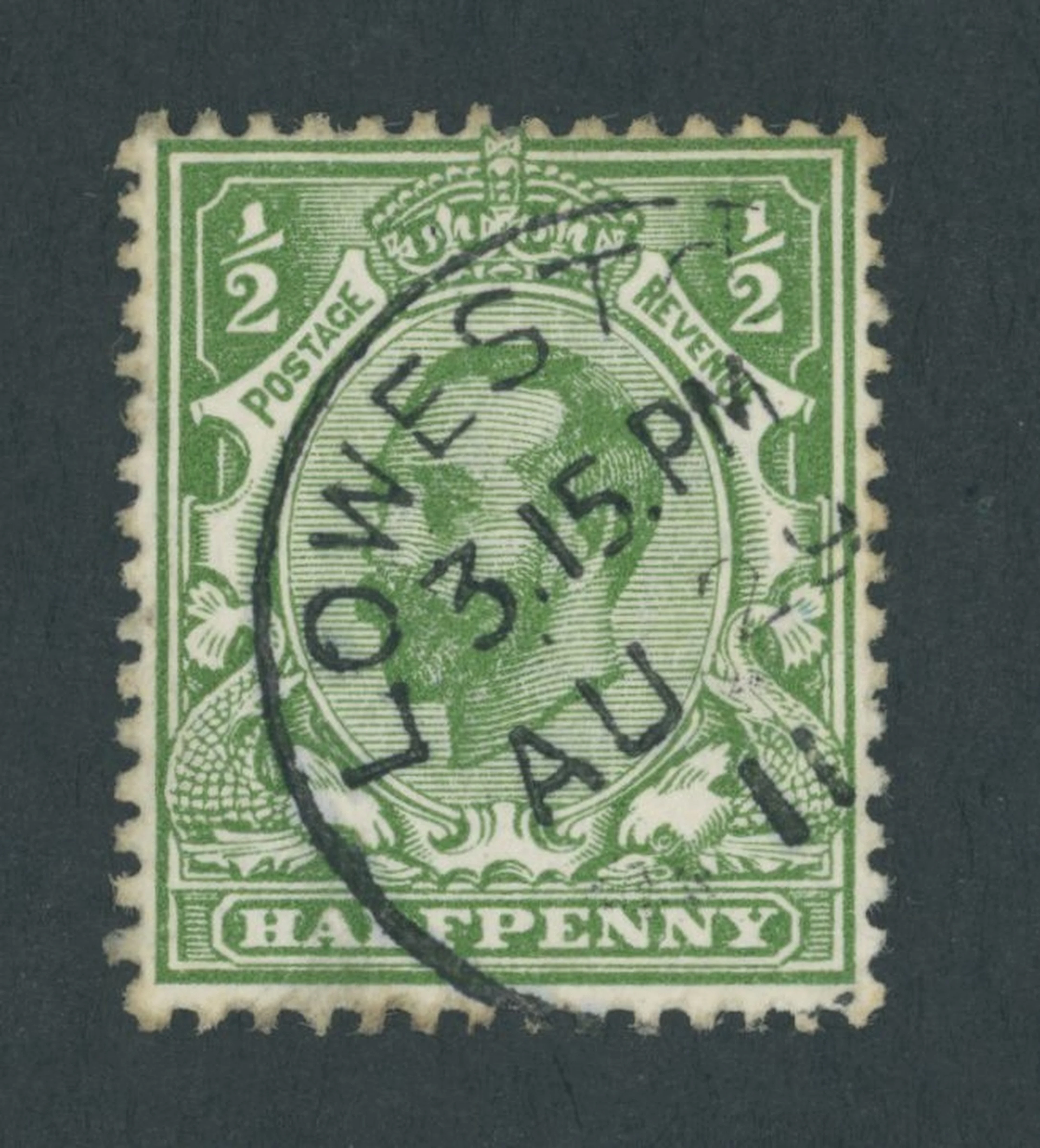 Great Britain King George V 1911-12 Downey Head Die 1A ½d. green