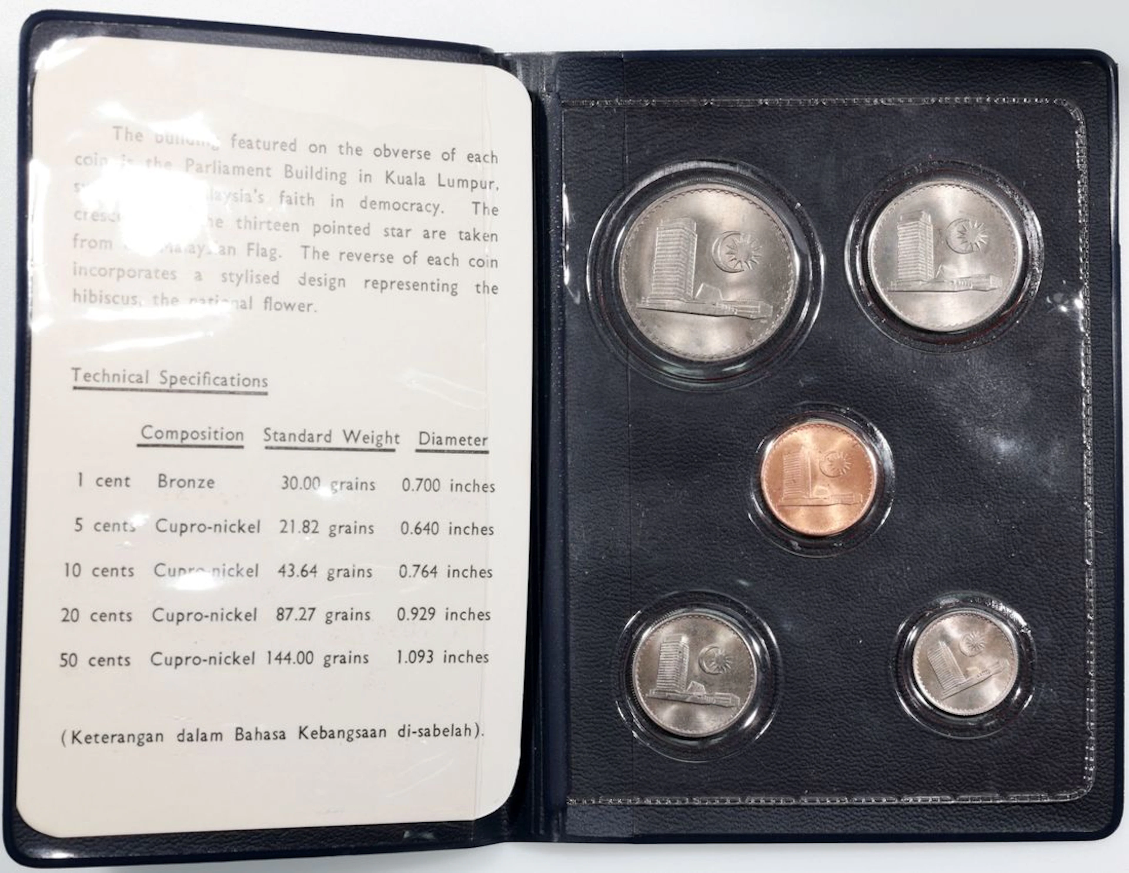 Bank Negara Malaysia, 1967 coin set, including, 1, 5, 10, 20 and 50 cents