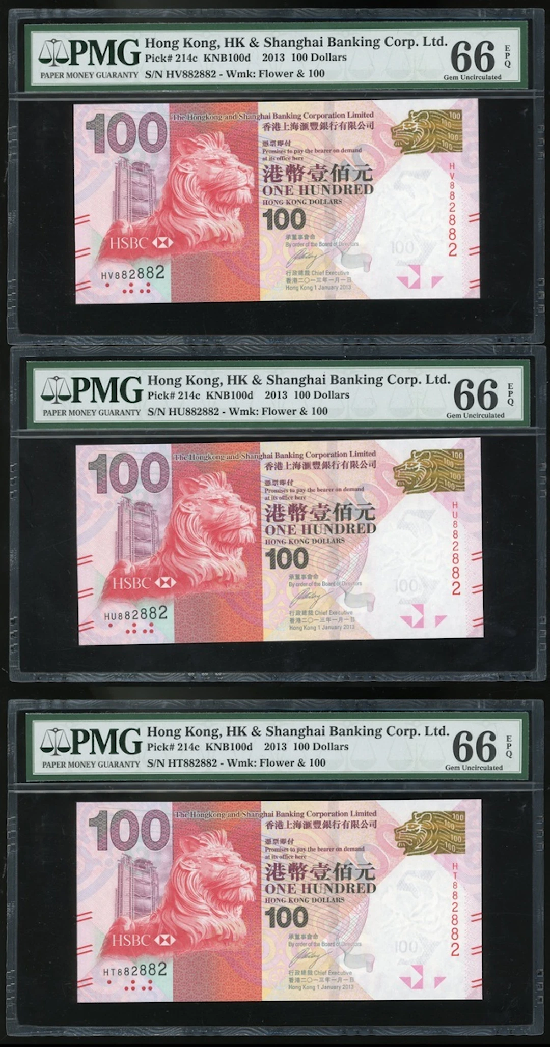 HongKong & Shanghai Banking Corporation, a group of 3x matching serial
