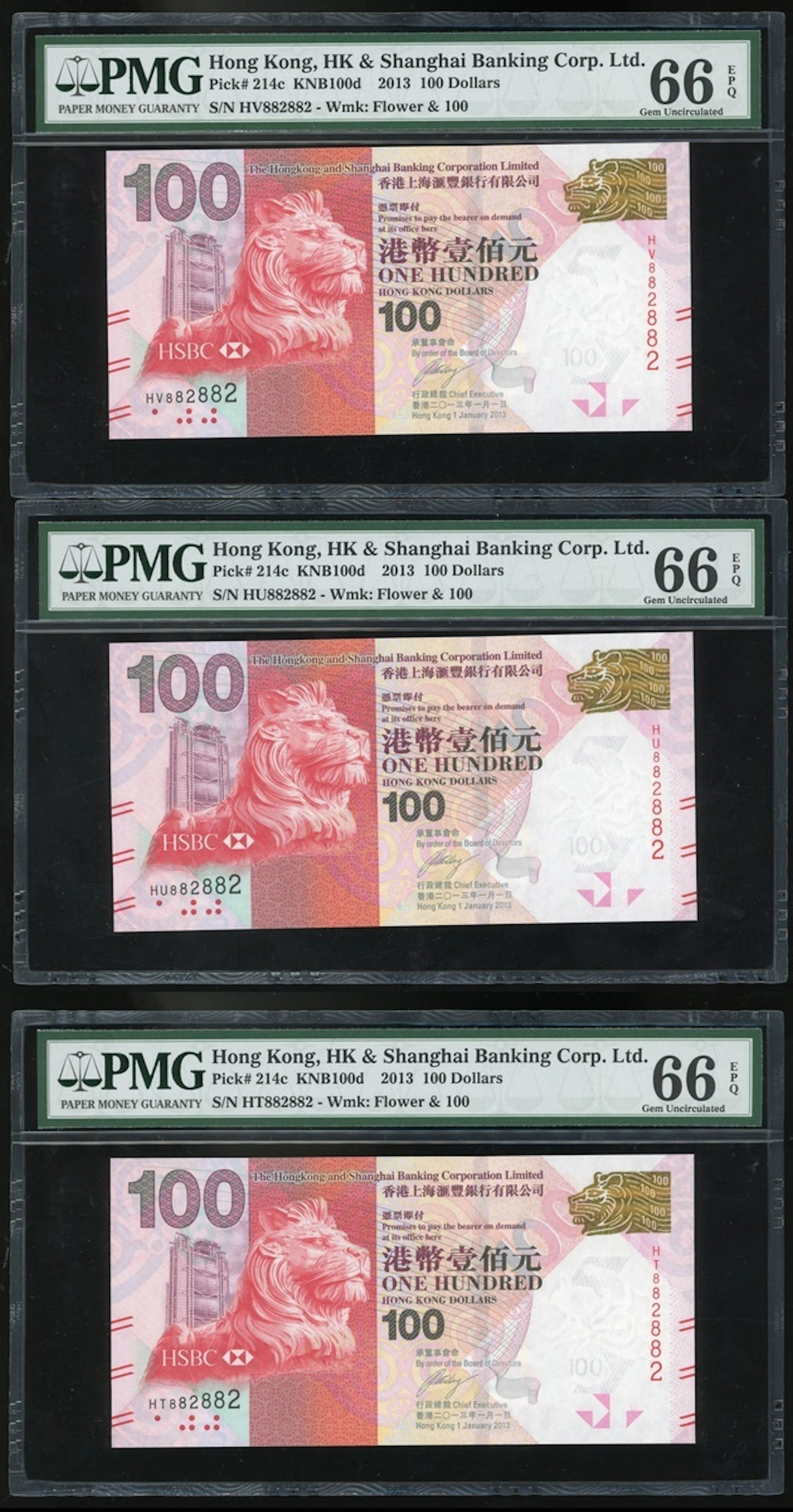 HongKong & Shanghai Banking Corporation, a group of 3x matching serial