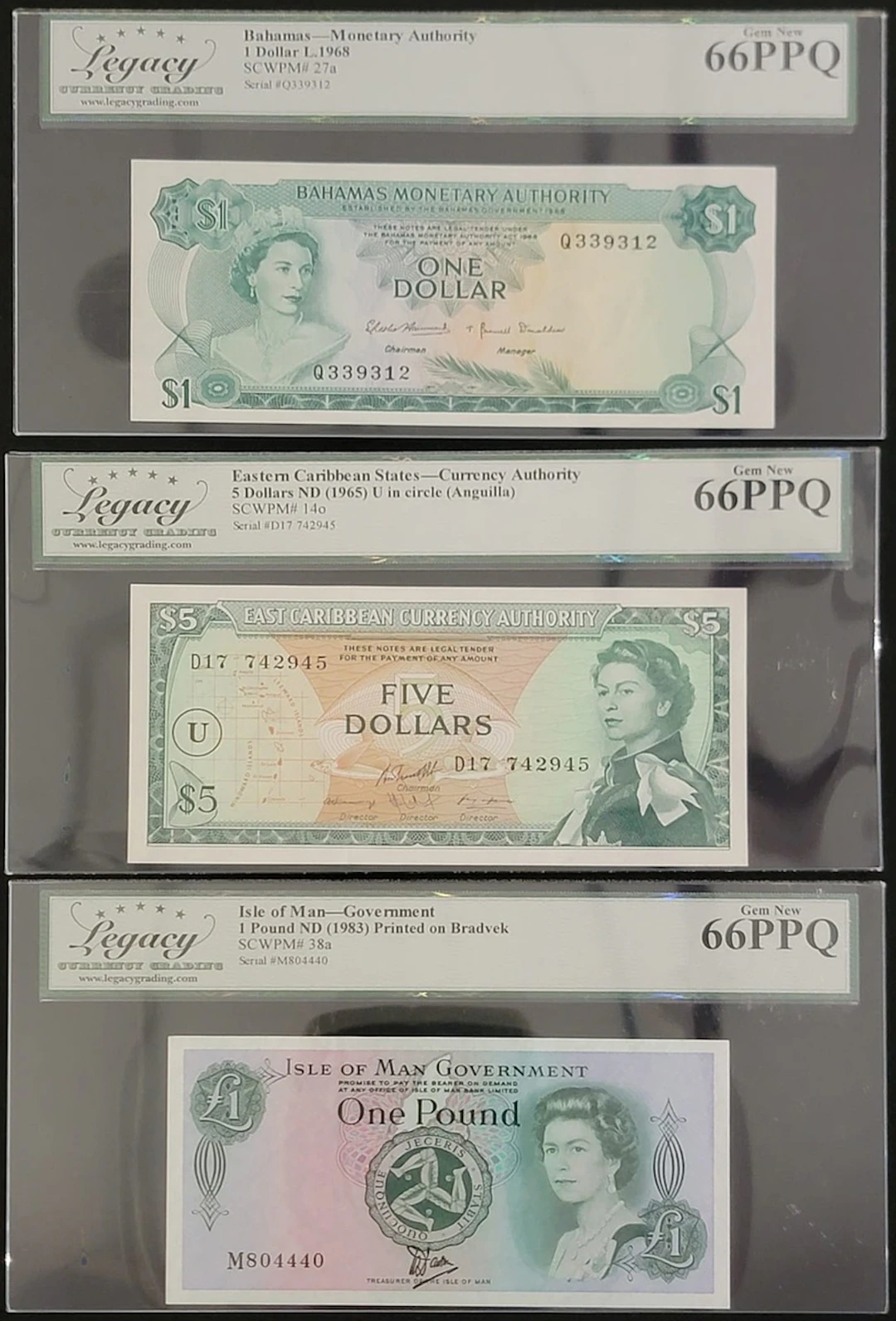 Queen Elizabeth II Banknotes, a group of 3x, including, (Pick 27a, 14o, 38a)