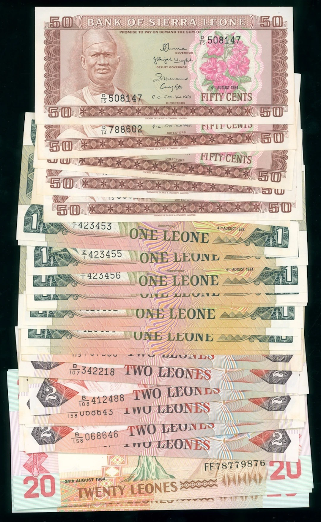 Bank of Sierra Leone, a group of 31x, including (Pick 4, 5, 5*, 6, 14)