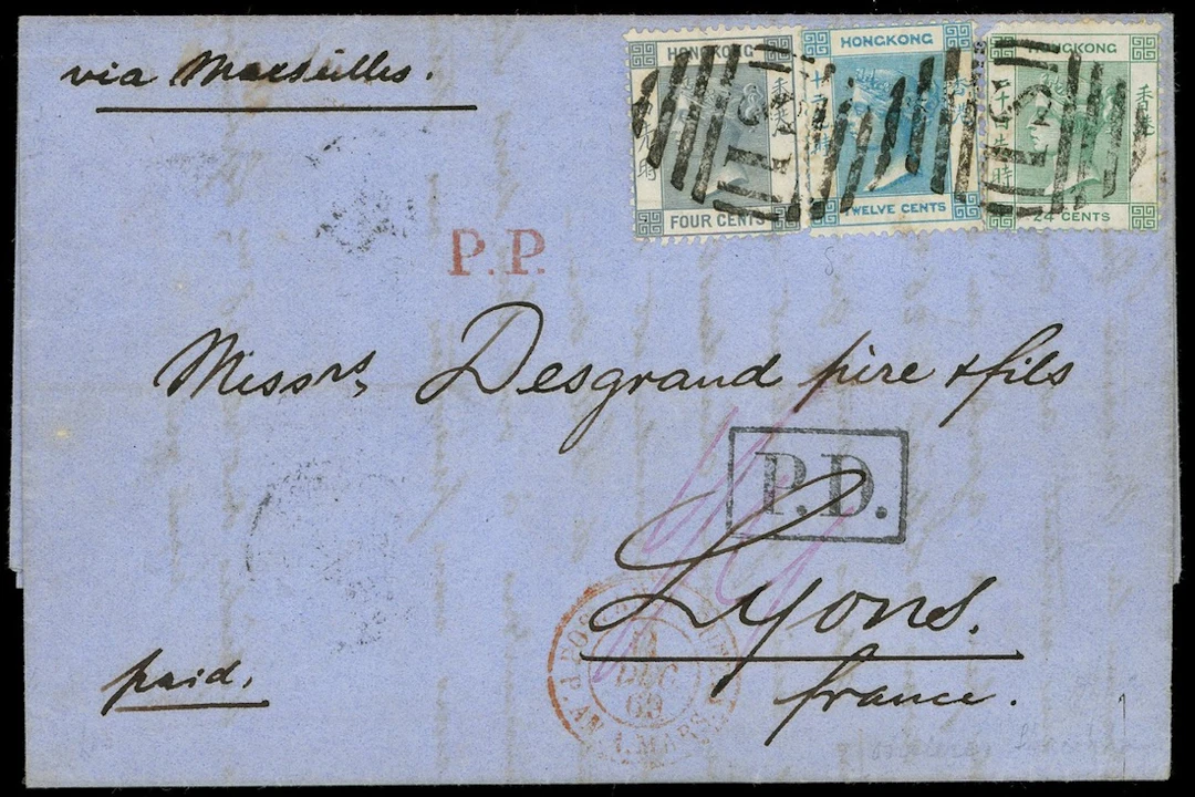 Hong Kong Treaty Ports Shanghai 1869 (30 Oct.) commercial entire to