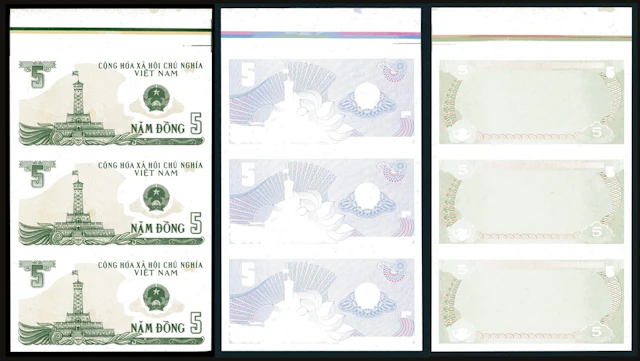 State Bank of Vietnam, a group of uncut sheets of three progressive