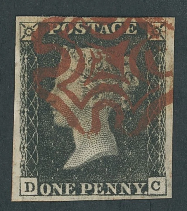 Great Britain 1840 One Penny Black Plate 5 DC, grey-black shade, good