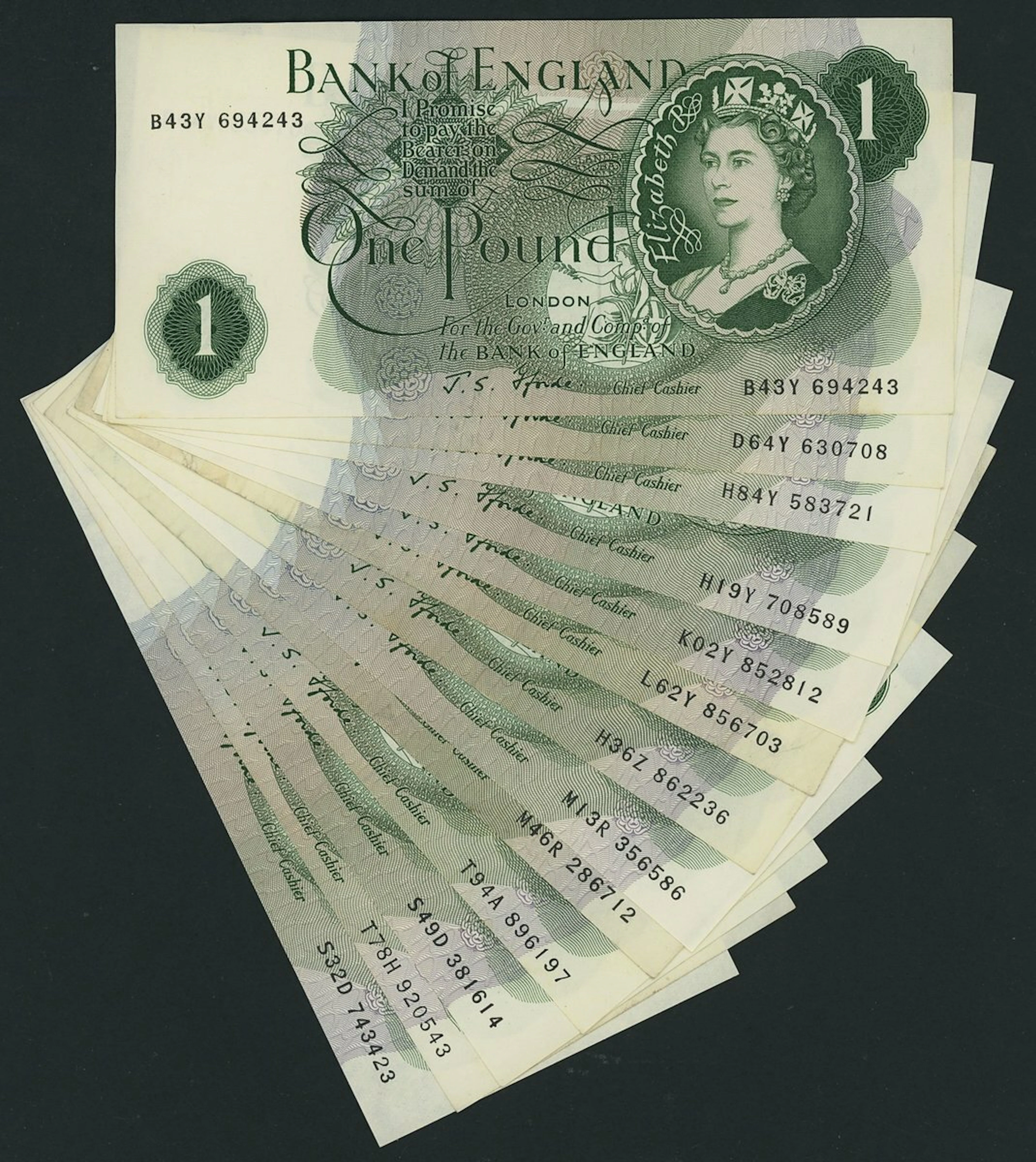 Bank of England, J. S. Fforde, [30 notes] £1, ND (1967), (EPM B301