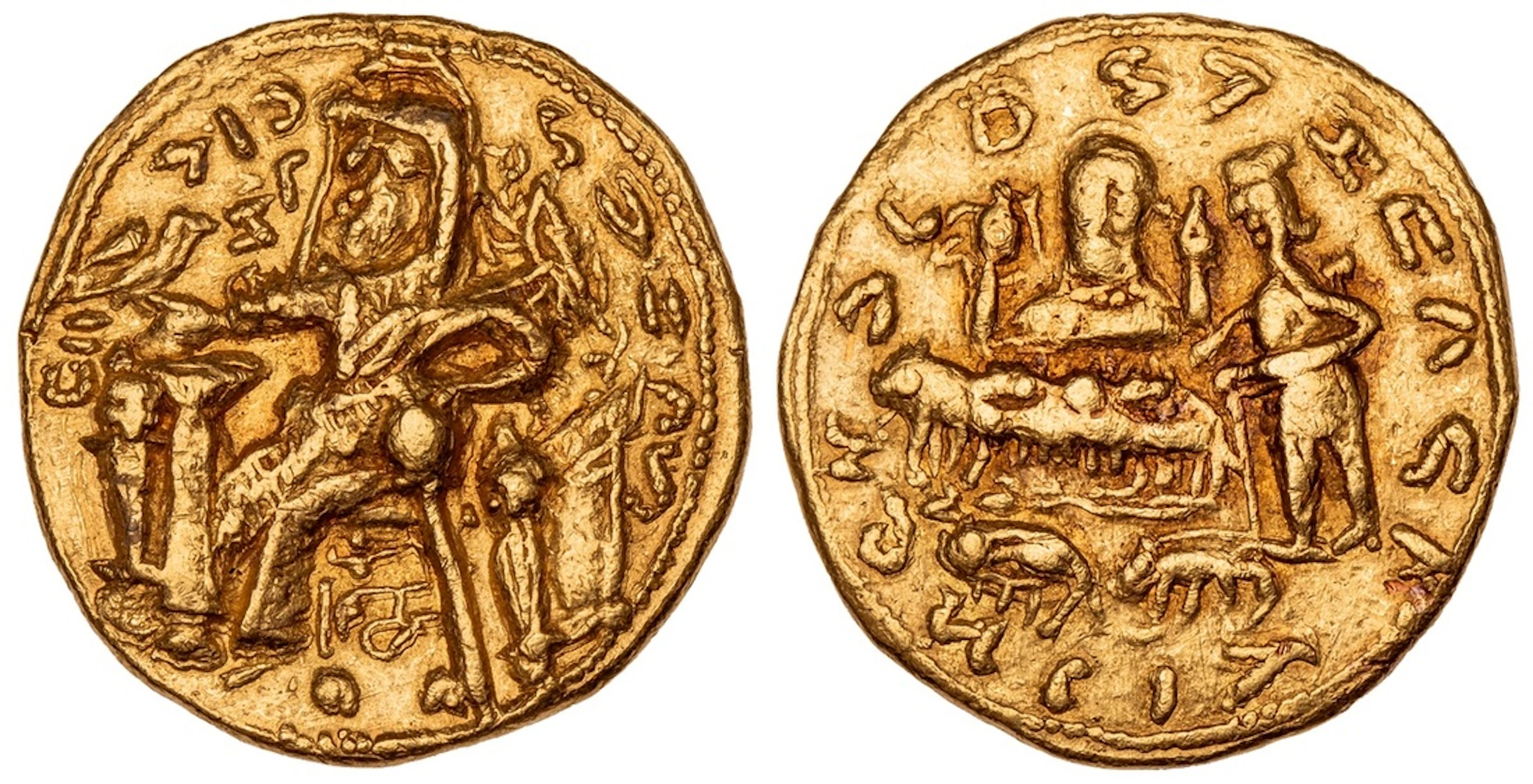 Kushan or Local Issue, AV Double Dinar, c. 1st Century BC, Zeus Nikephoros