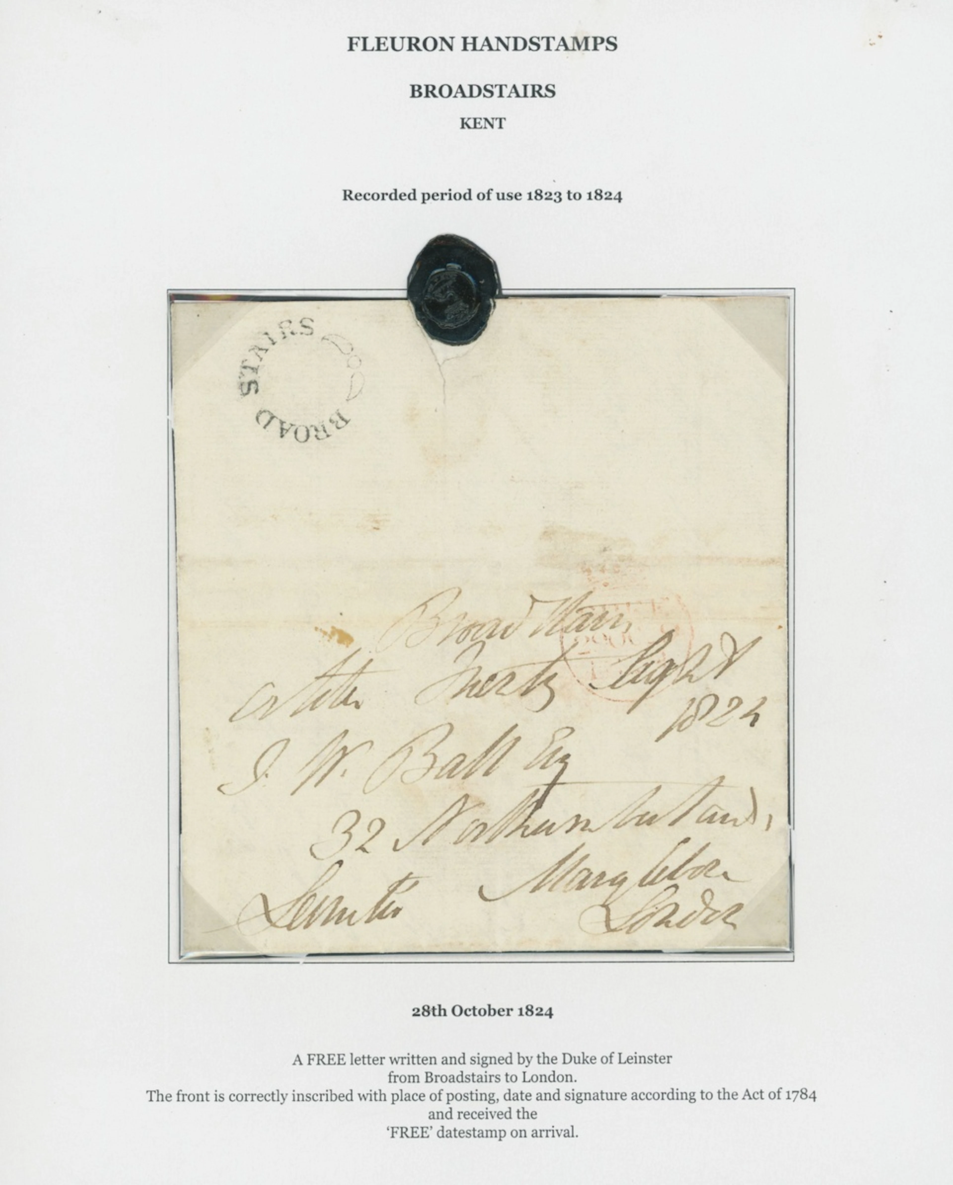 Great Britain Postal History 1824 (28 Oct.), entire letter from the