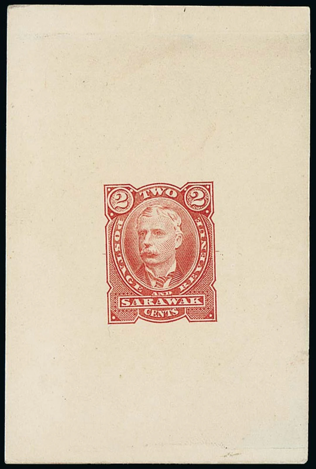 Sarawak 1895 Perkins Bacon Issue Die Proofs 2c. in dull scarlet on