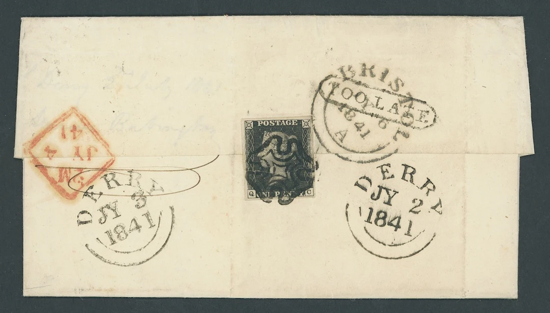 Great Britain 1840 One Penny Black Plate 5 QC (constant variety)
