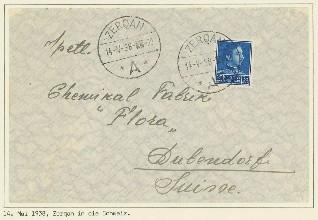 Kingdom of Albania (1928-1939) 1938 (May 14). Commercial cover from