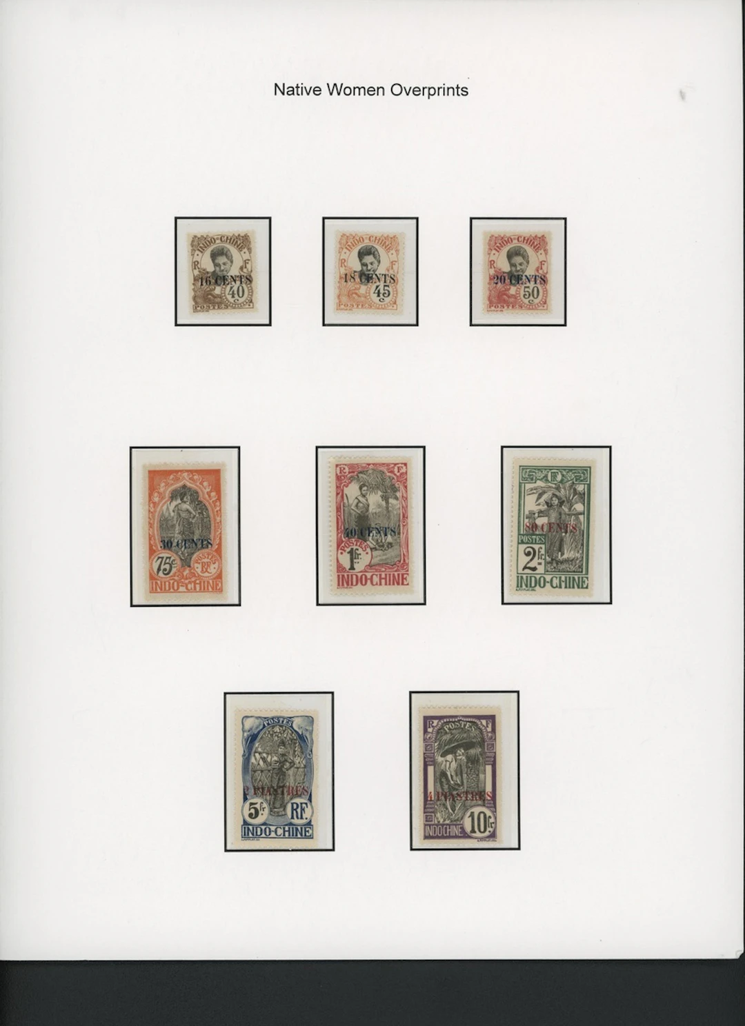 Indo-China French Indo-Chinese Post Office 1919 Native Women overprinted issue