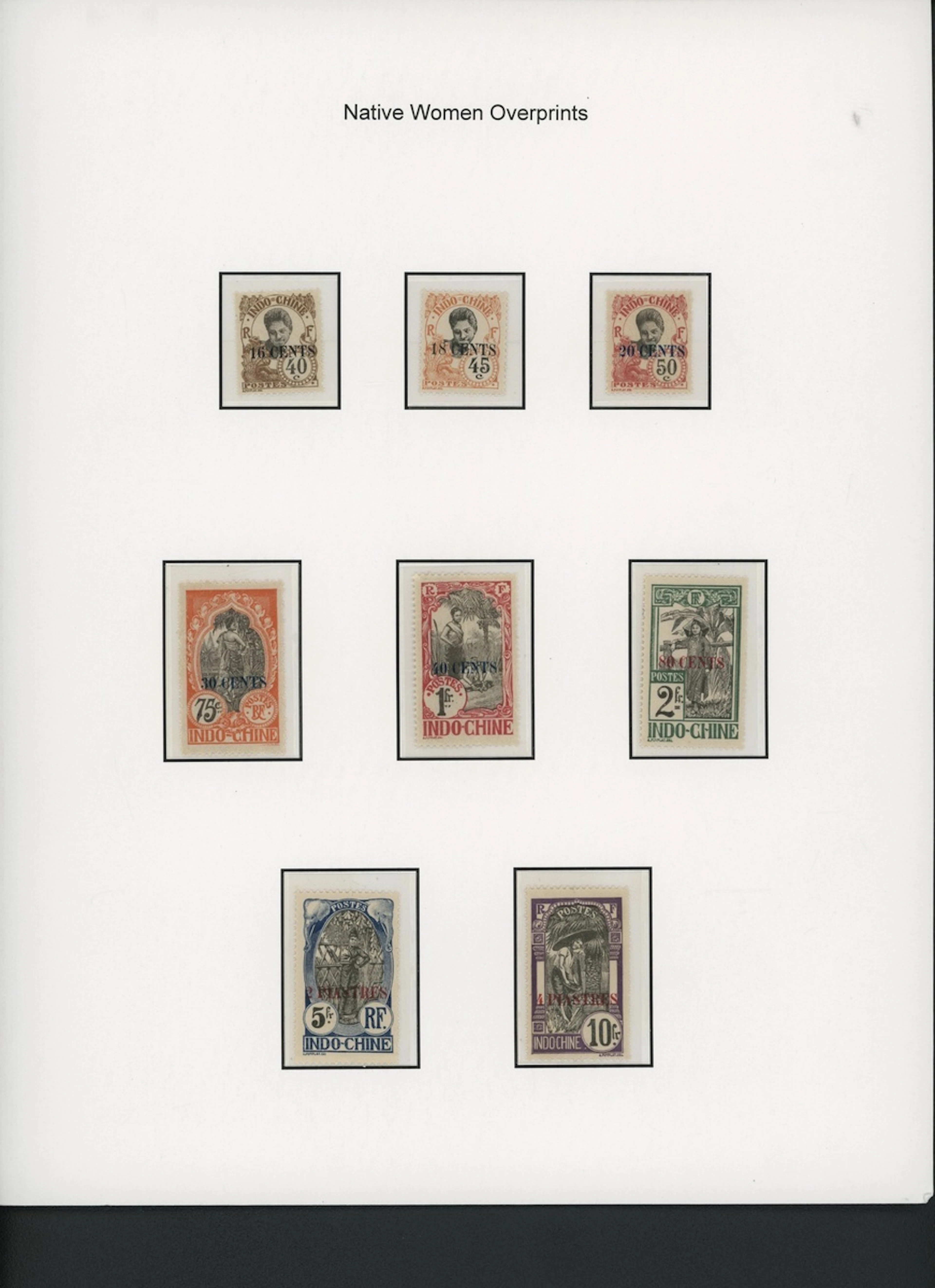 Indo-China French Indo-Chinese Post Office 1919 Native Women overprinted issue