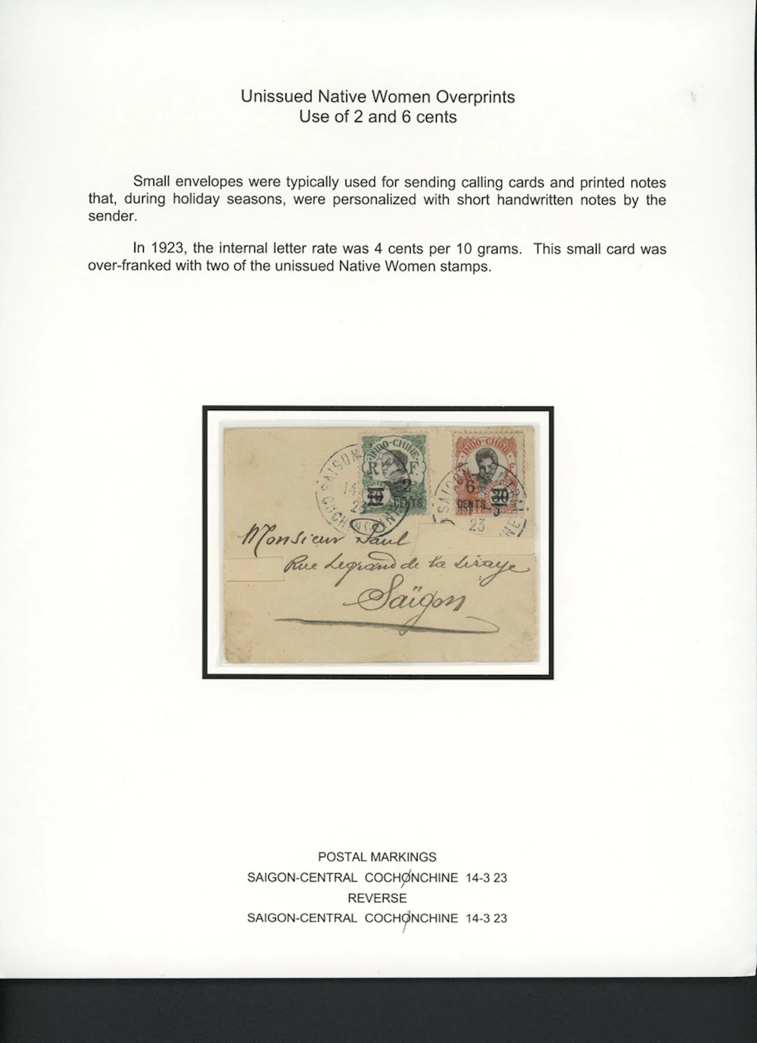 Indo-China French Indo-Chinese Post Office 1922 Unissued series