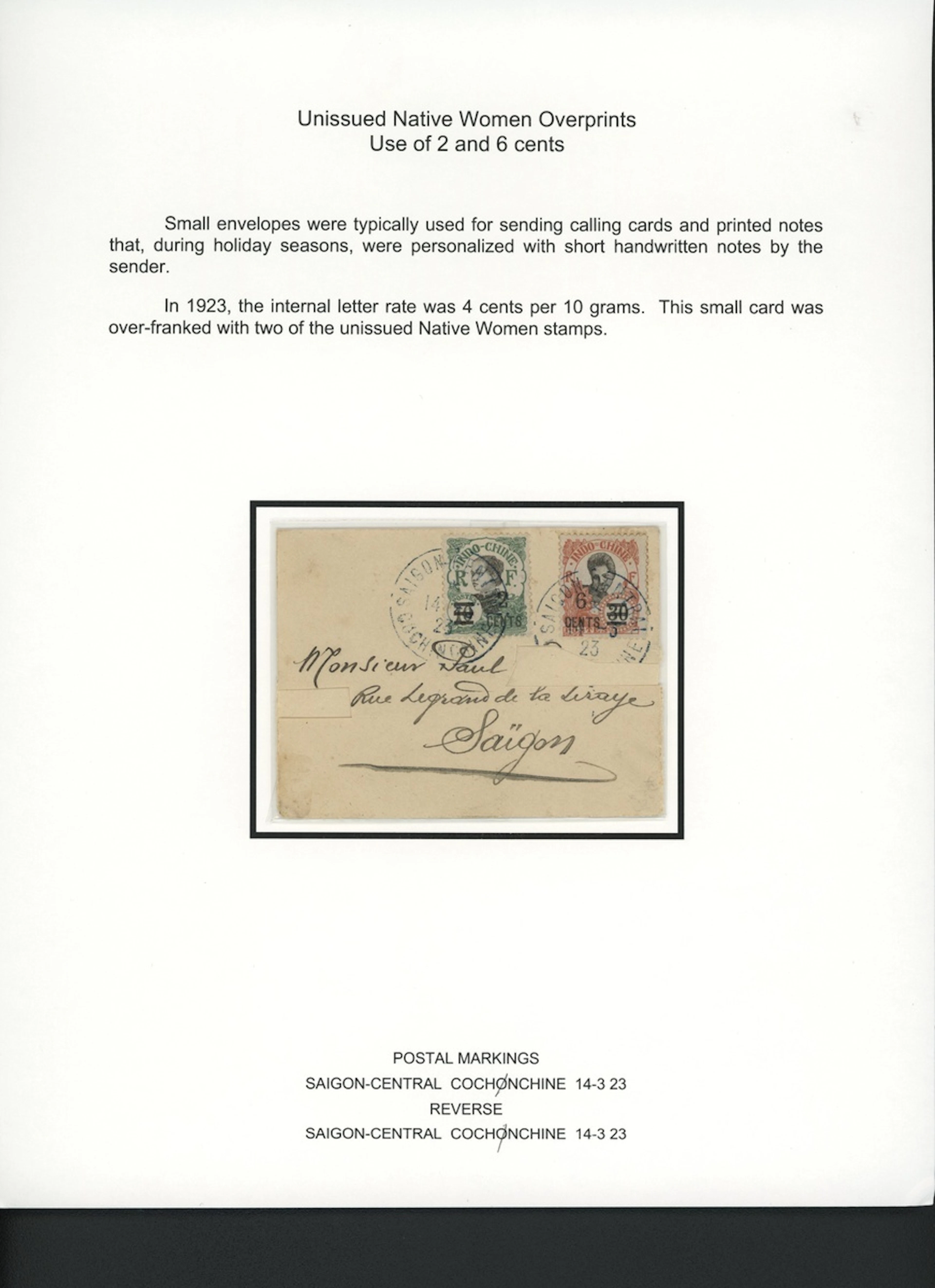 Indo-China French Indo-Chinese Post Office 1922 Unissued series