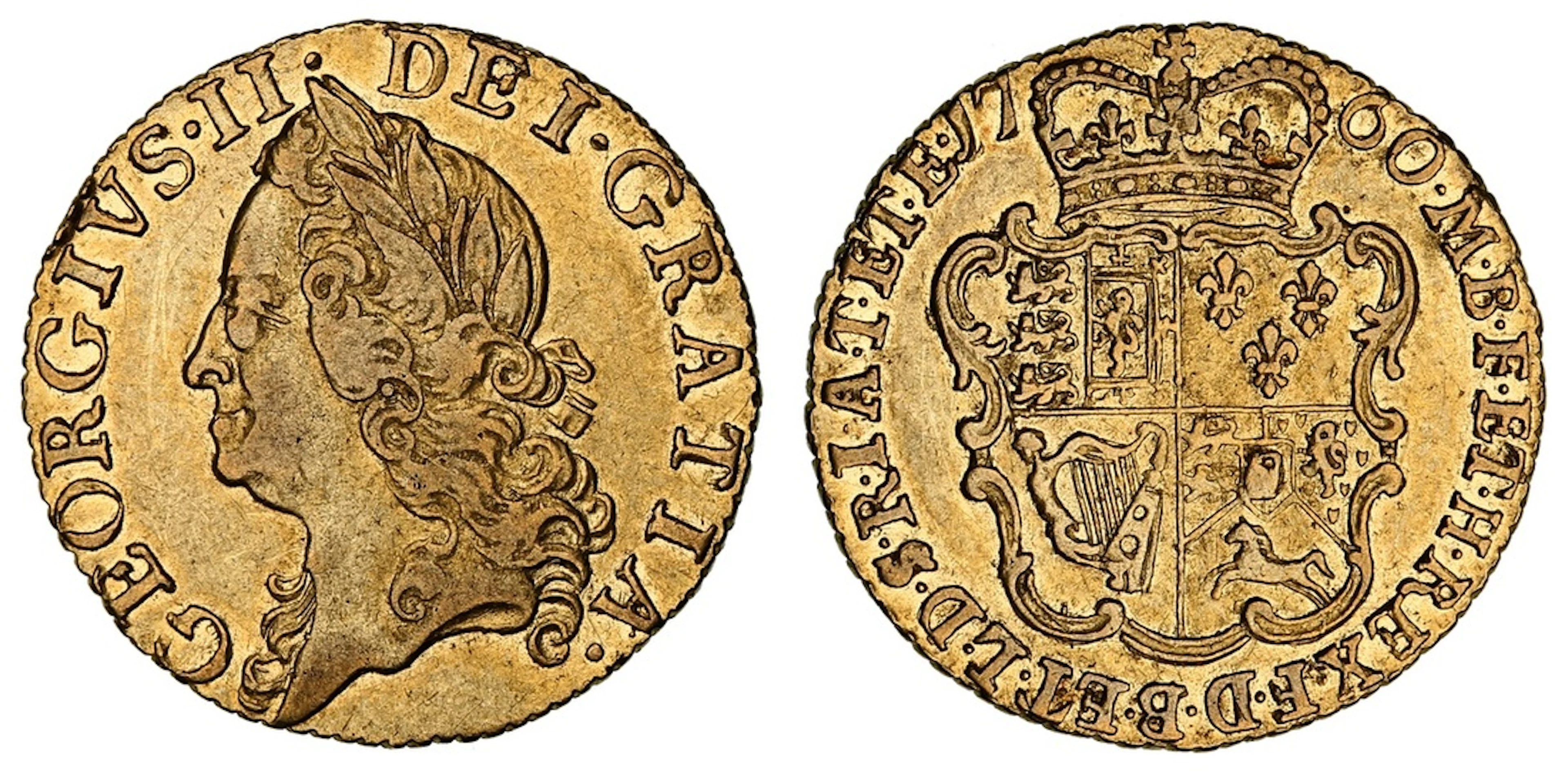 George II (1727-1760), 'Old Head' Half-Guinea, 1760, old laureate