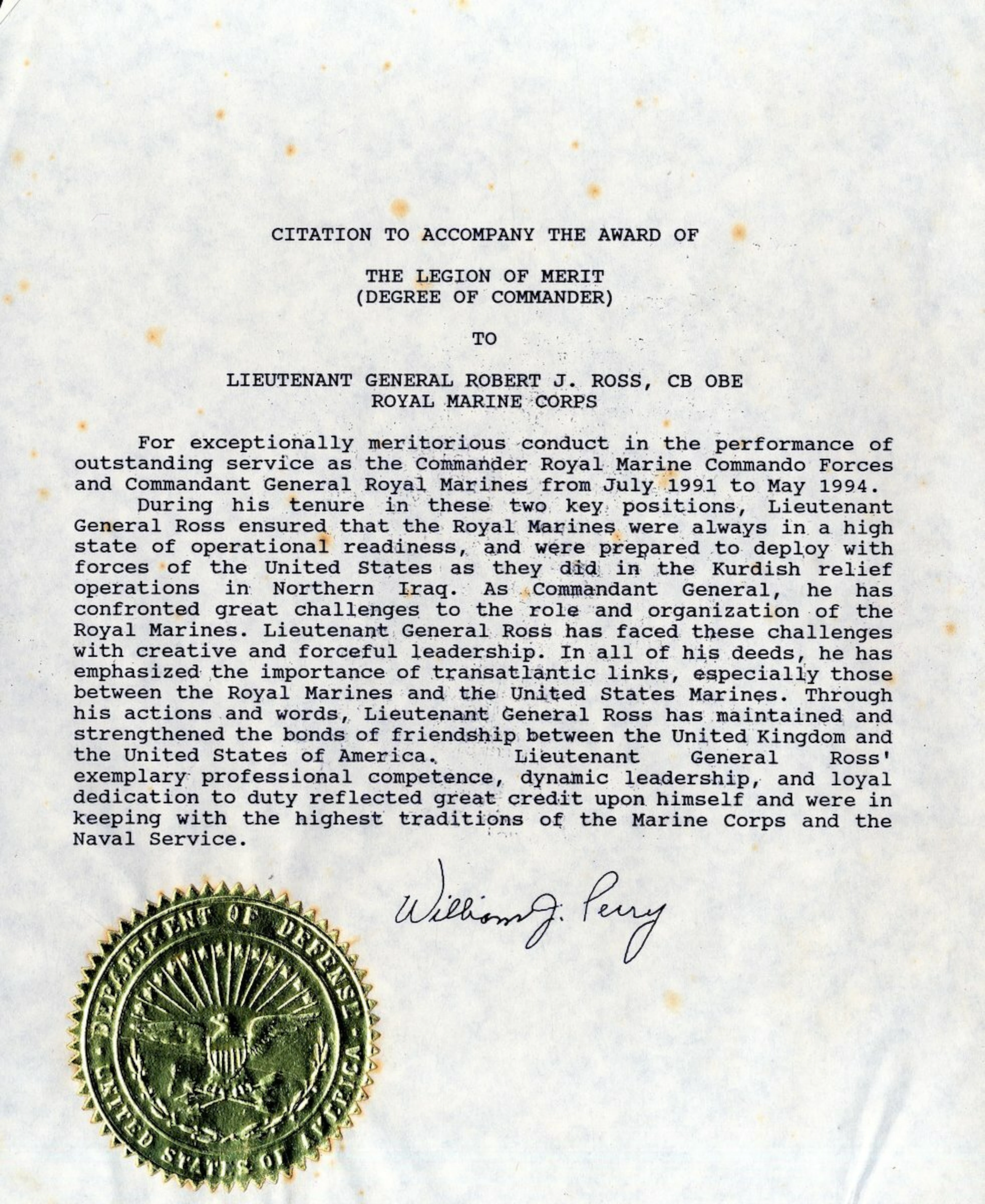 An archive related to Lieutenant-General Sir R. J. Ross, K.C.B., O.B.E.