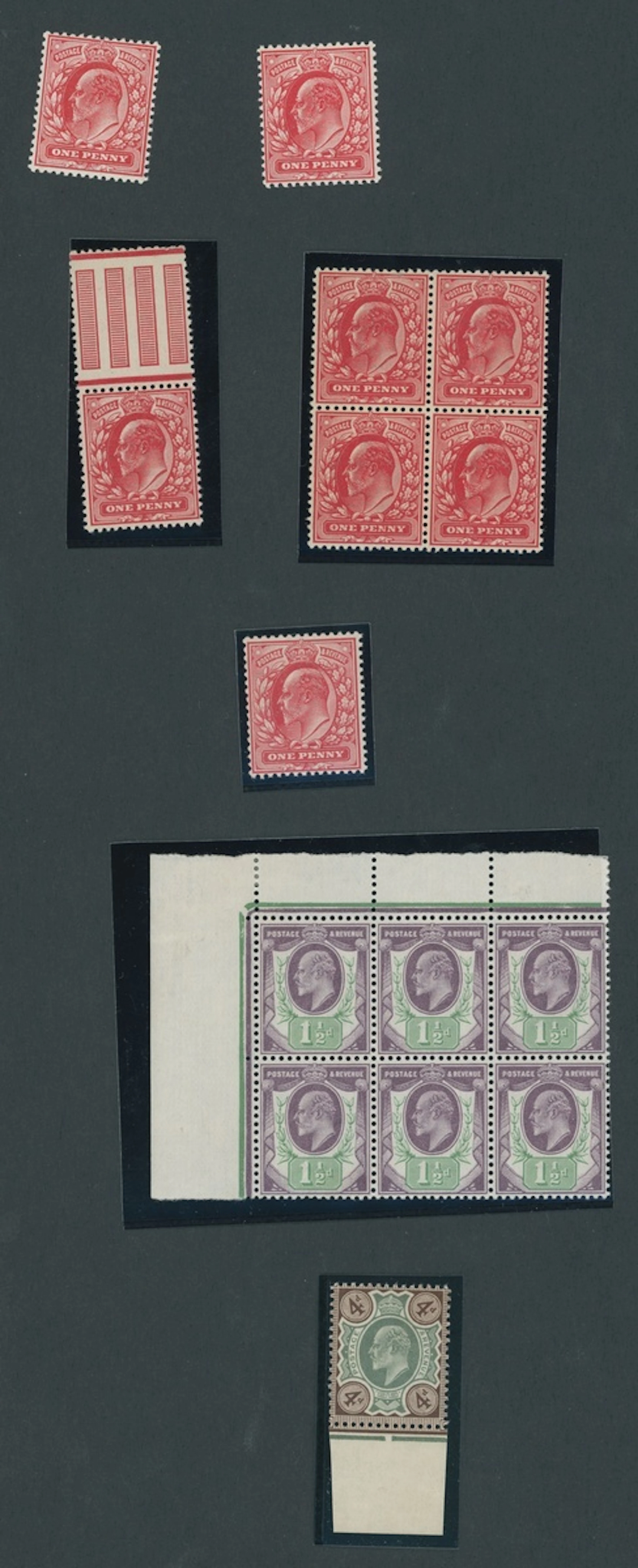 Great Britain King Edward VII A range of mint lower denomination shades