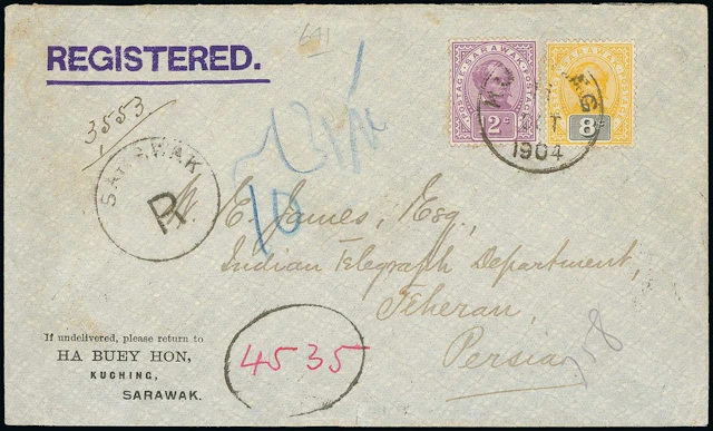 Sarawak 1899-1908 "postage postage" Issue Covers 1904 (11 Oct.) and