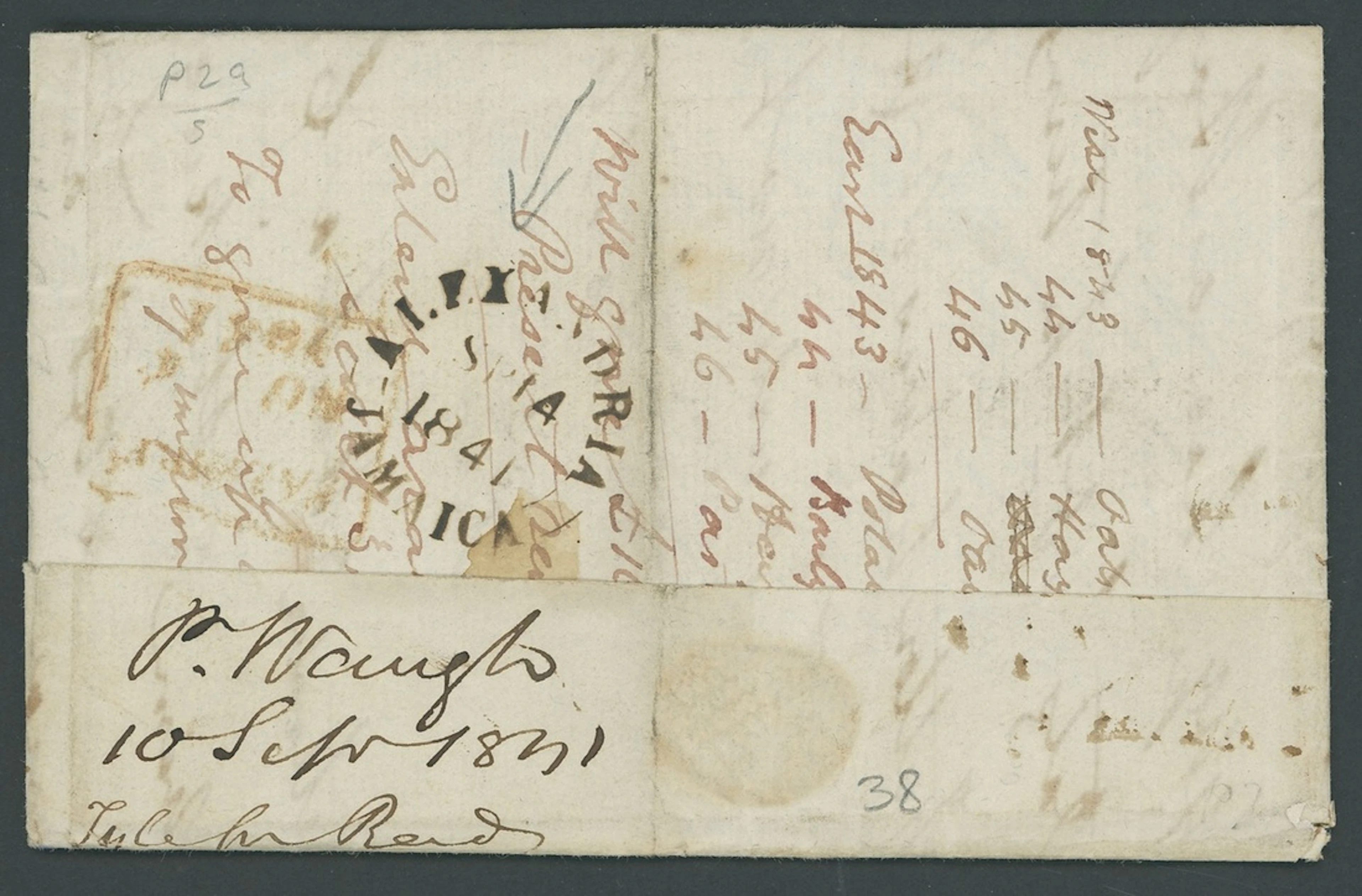 Jamaica Early Post Town Datestamps Type D1 with Jamaica at foot 1840-65