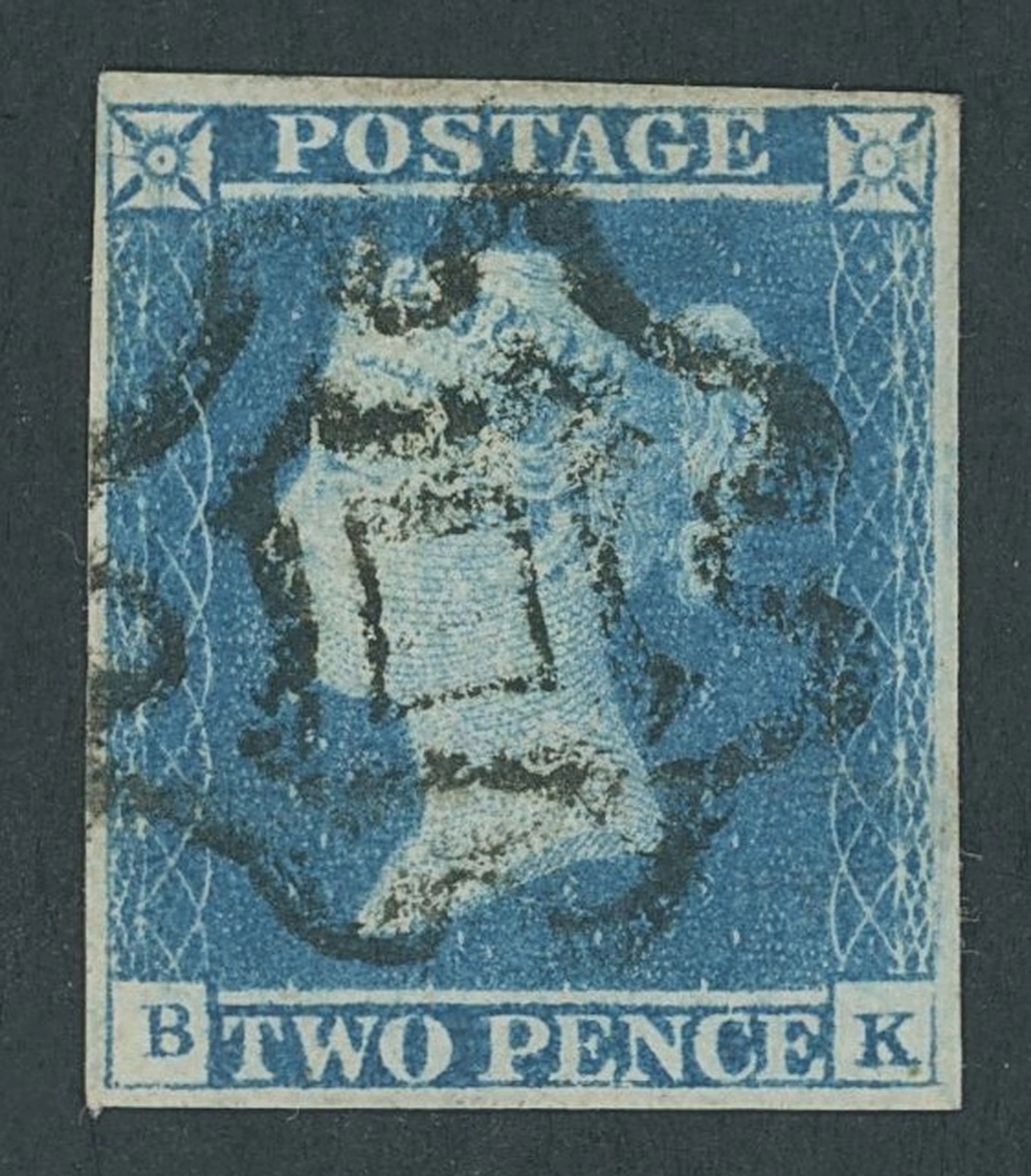 Great Britain 1841 Two Pence Blue Plate 3 BK, good to very large margins