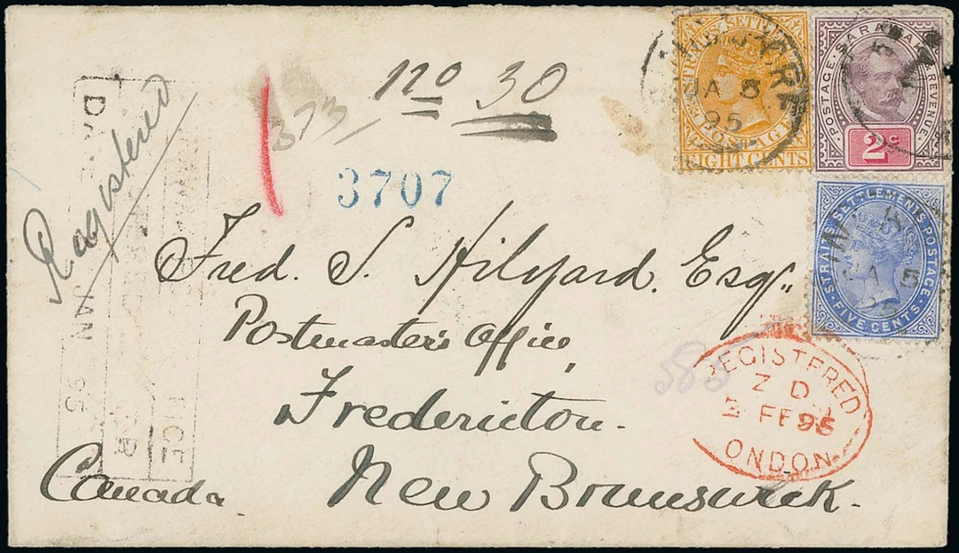Sarawak 1888-97 "postage & revenue" Issue Combination Covers 1895