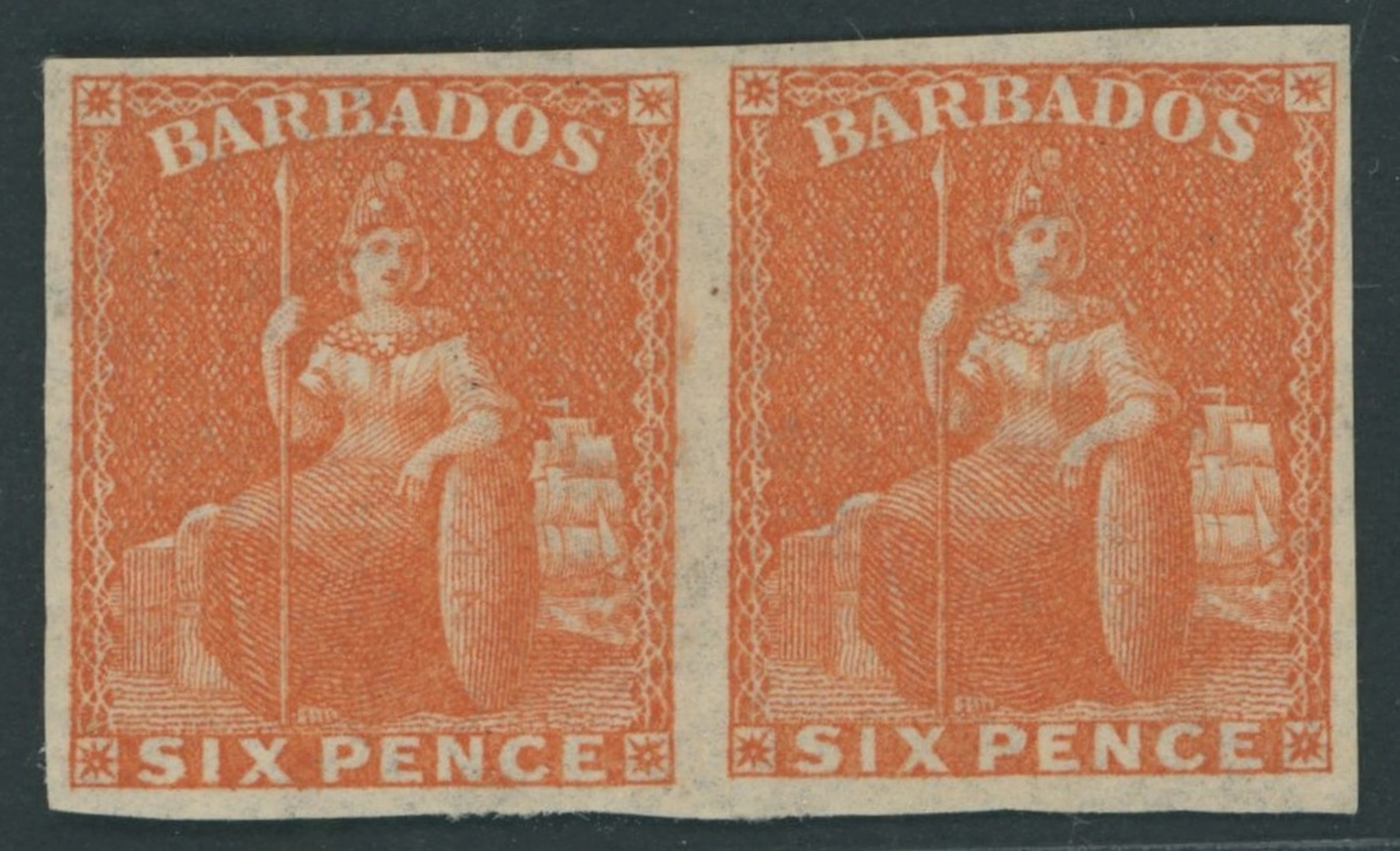 Barbados Britannia Issues 1863-71 no watermark, rough perf 14 to 16