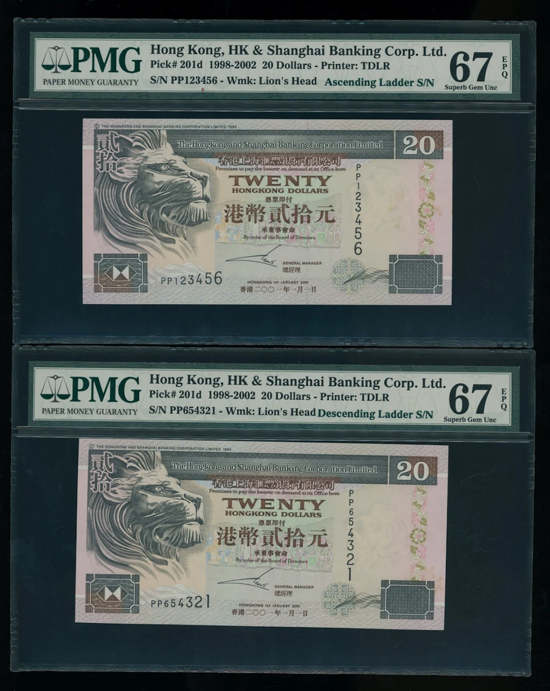 HongKong & Shanghai Banking Corporation, $20 (2), 2001, matching PP